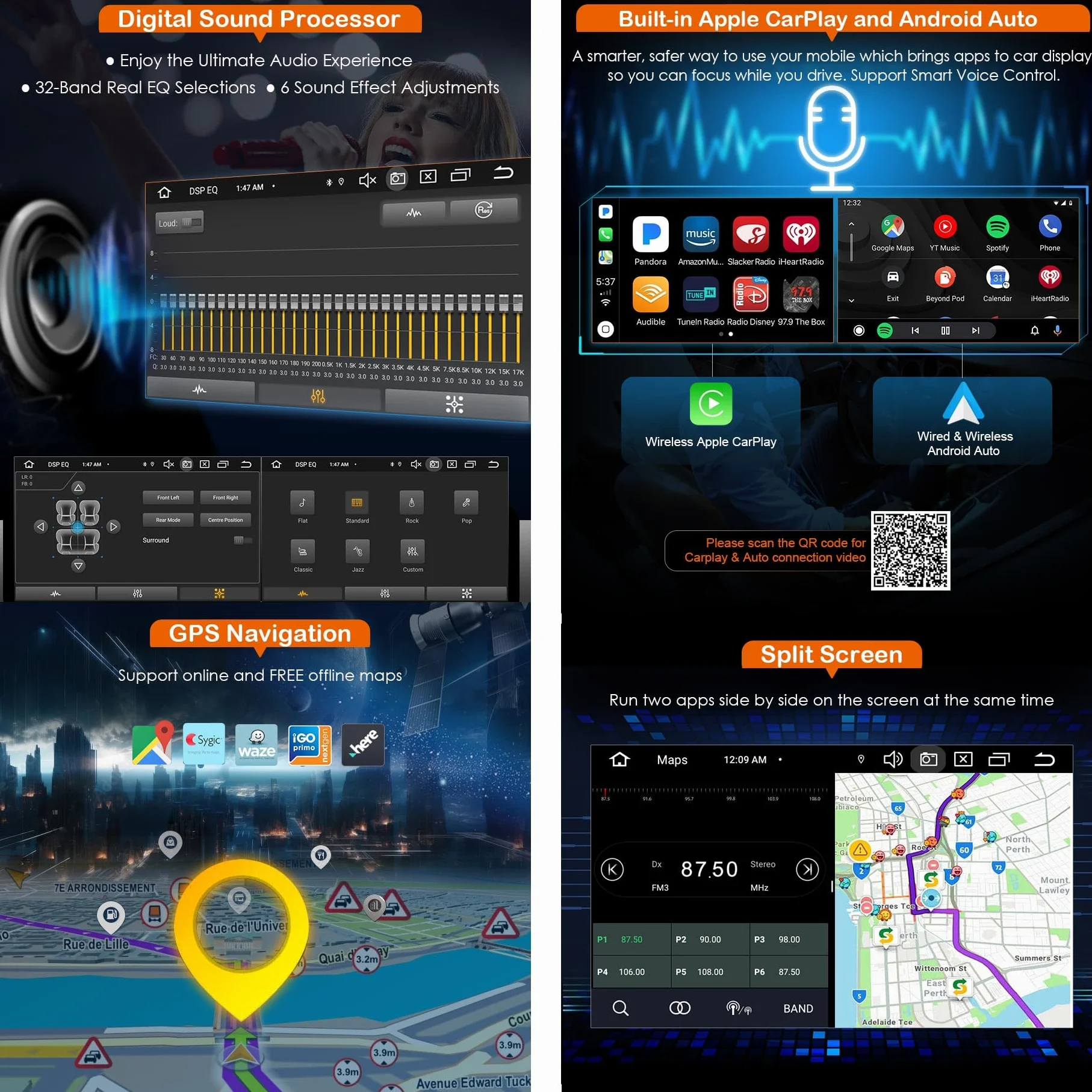 Erisin Android 14 radio samochodowe GPS nawigacja 8-rdzeniowy 4 GB 64 GB do Alfa Romeo Brera Spider 159 Sportwagon CarPlay Android Auto DAB+ Bluetooth 5.0