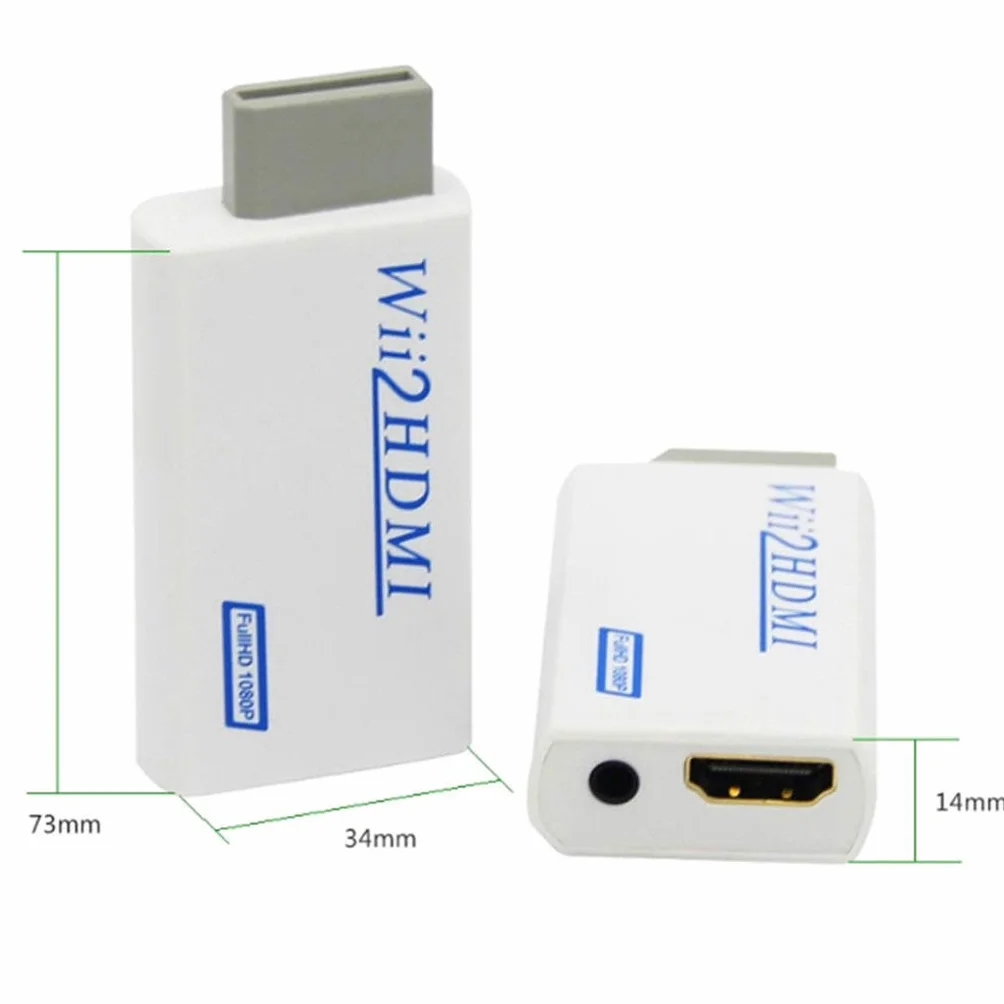 INF Adapter Wii na HDMI 720/1080P HD Converter Z Wyjściem Audio 3,5 mm Do Monitora, Projektora, Telewizora (Biały)