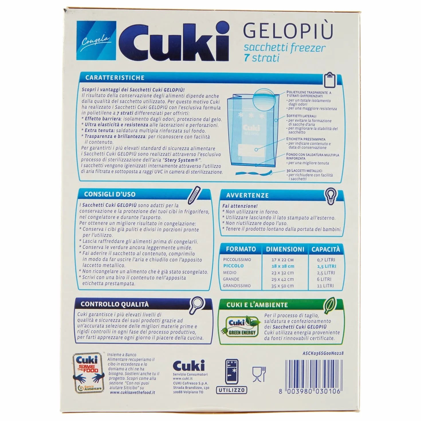 Cuki Geloplus saszetki do zamrażarki, 7 małych warstw, 18 x 28 cm, 1,5 l, 1 opakowanie po 30 sztuk