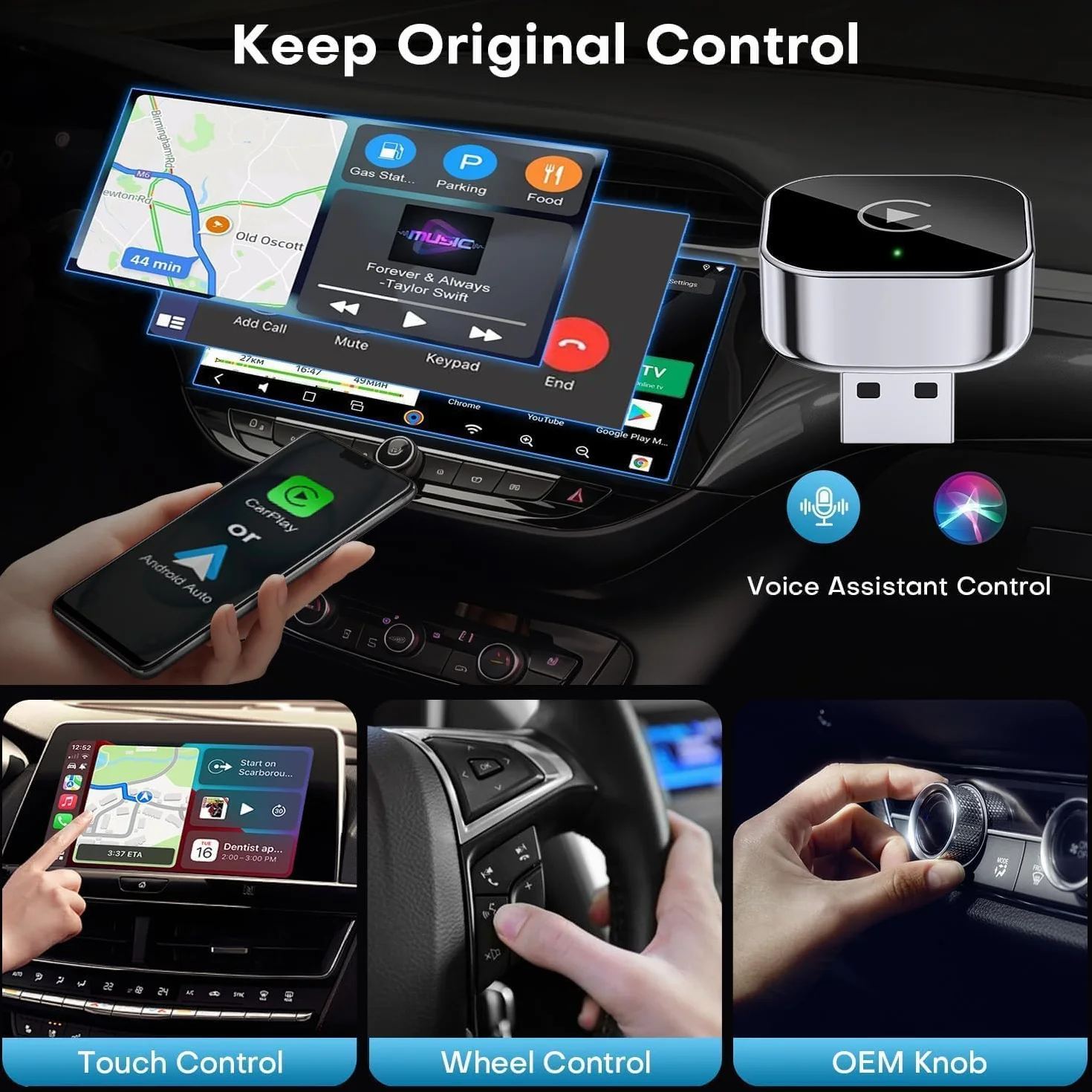 Bezprzewodowy adapter CarPlay, Android Auto Wireless, Obsługuje OTA stabilny, szybki mini Carplay, Wireless Stick Plug & Play, kompatybilny z Android 11+, do pojazdów z Carplay
