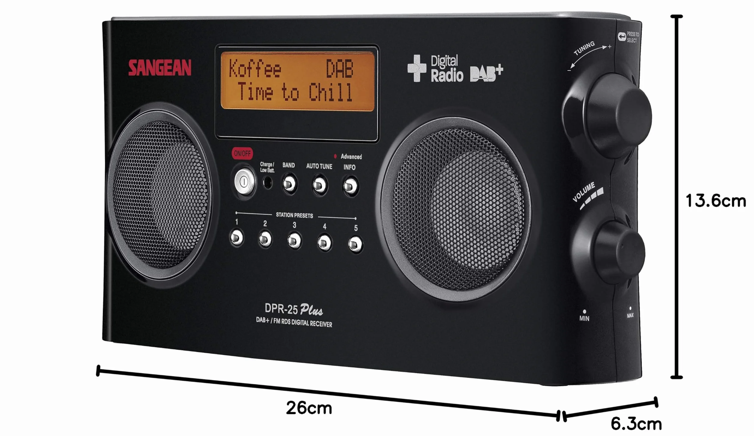 Sangean DPR-25+ Przenośne Radio Cyfrowe Czarny