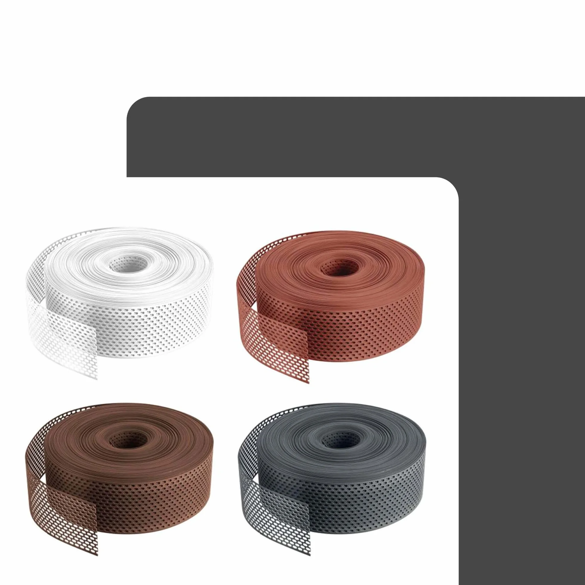 Kratka okapowa 60m x 80mm Czarna Kratka okapowa z PVC, owalna perforacja, listwa wentylacyjna dla optymalnej wentylacji elewacji i dachu