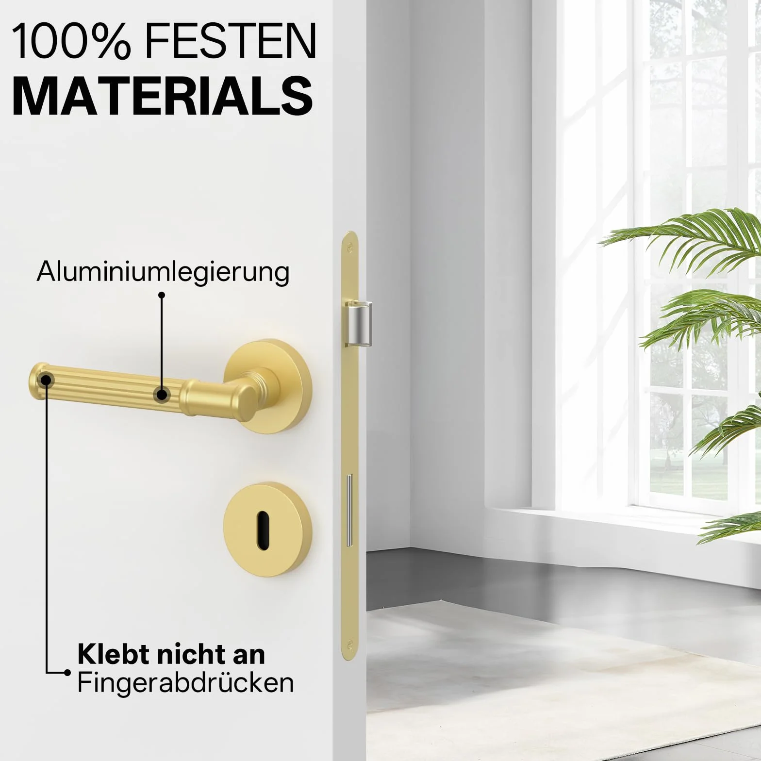 Amerdeco Zestaw klamek drzwiowych z aluminium – BB okucia do drzwi pokojowych, zestaw klamek UK0055
