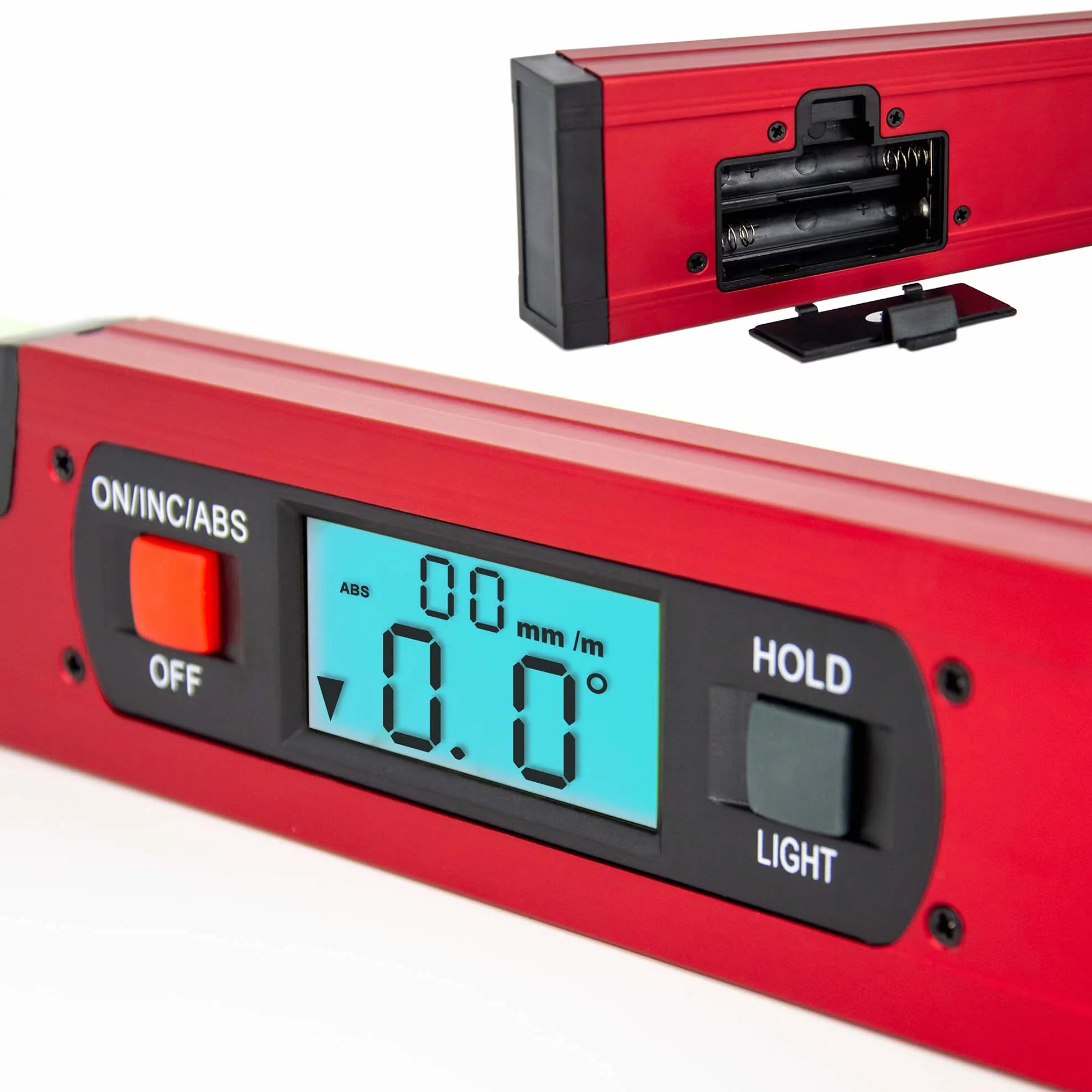 SCHMIDT security Tools Elektroniczna poziomica kątomierza – inklinometr – cyfrowy wyświetlacz LCD – kombinacja – kątowa, skala pionowa i pozioma, skala kątowa – waga magnetyczna