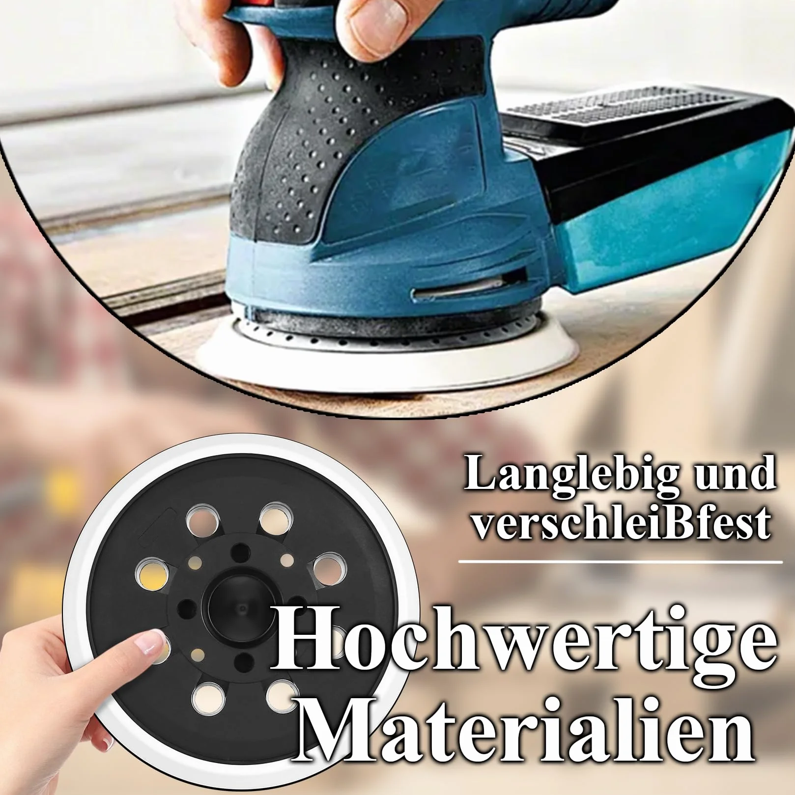 Talerz szlifierski 125 mm z systemem haka i pętli na rzep kompatybilny z Bosch PEX 300 AE i PEX 400 AE talerz szlifierski do szlifierek mimośrodowych Bosch, 8 otworów płyta szlifierska