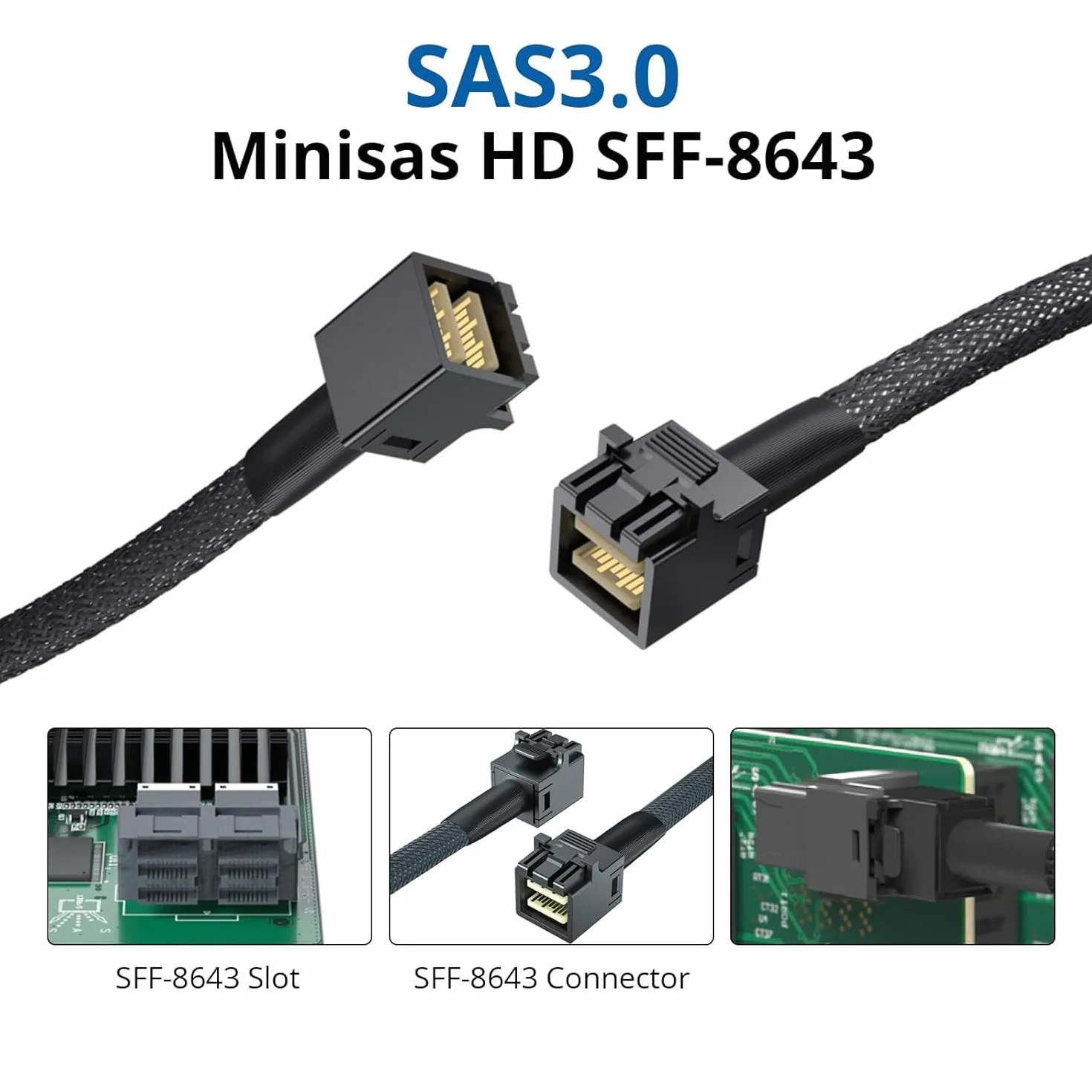 Kabel Mini SAS HD SFF-8643 do SFF-8643 12G 100 omów 0,5 m
