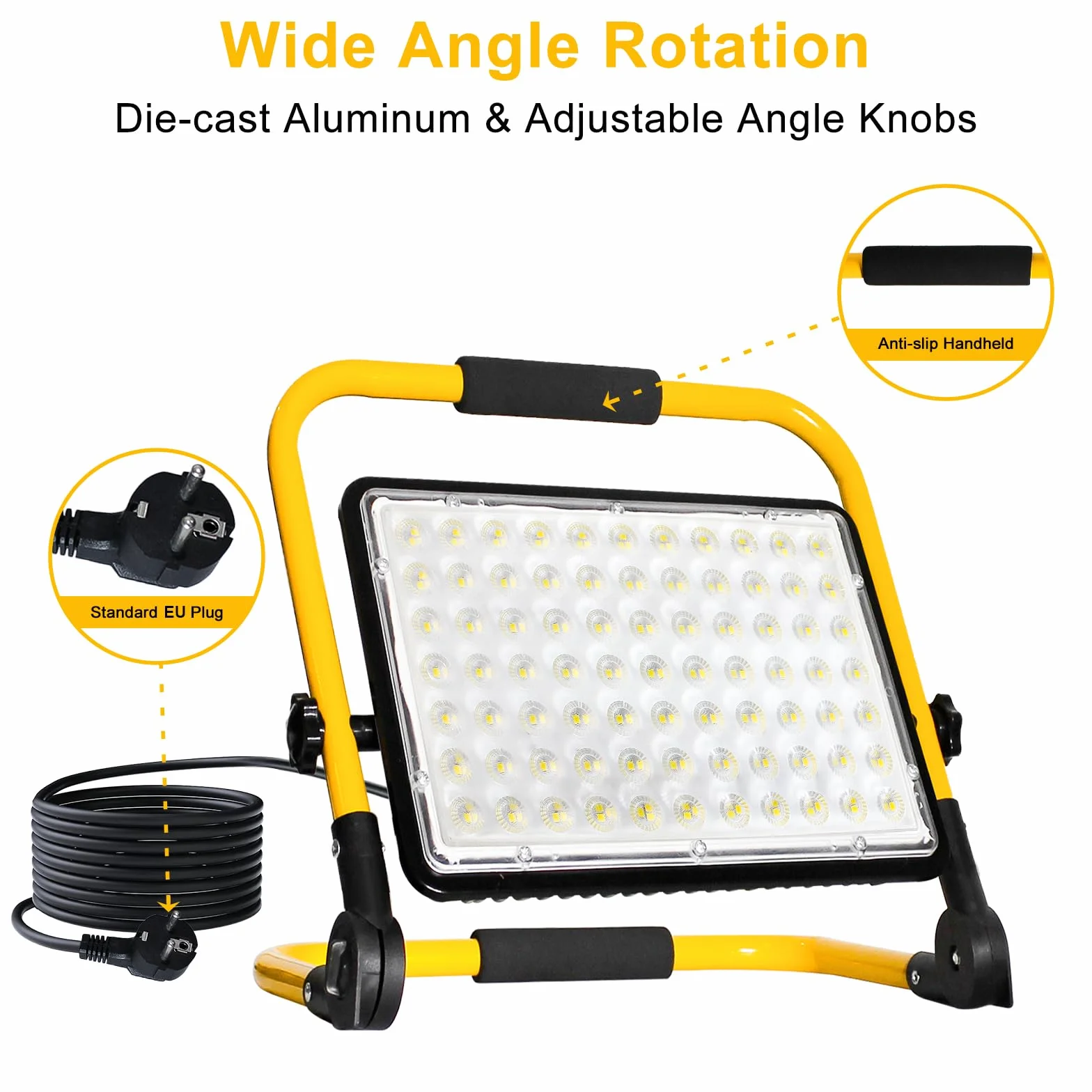 Eleganted Reflektor Budowlany LED 200 W Ze Statywem, 6500 K, Lampa Robocza LED, Przewód 4 M, Z Wtyczką, IP66, Wodoszczelny, Do Warsztatu, Garażu, Inspekcji Samochodu