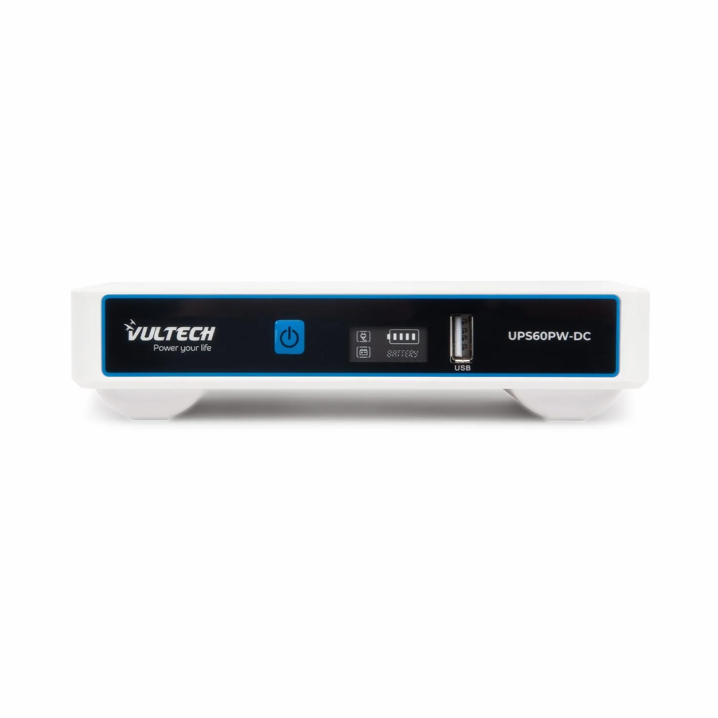 VulTech UPS60PW-DC Rev. 2.1 Biały Mini UPS 6000 mAh 60 W Przenośny zasilacz awaryjny do modemu routera bezprzewodowego Kamera Power Bank Smartphone Wejście 100-240 VAC USB 5 V DC 12 V