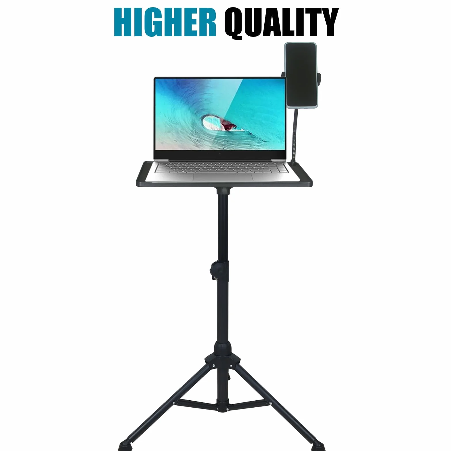 GLEAM Stojak na projektor, duża taca 39 cm (dł.) x 29 cm (szer.) wysokość od 61 cm do 81 cm na laptopa, projektor, sprzęt DJ 1