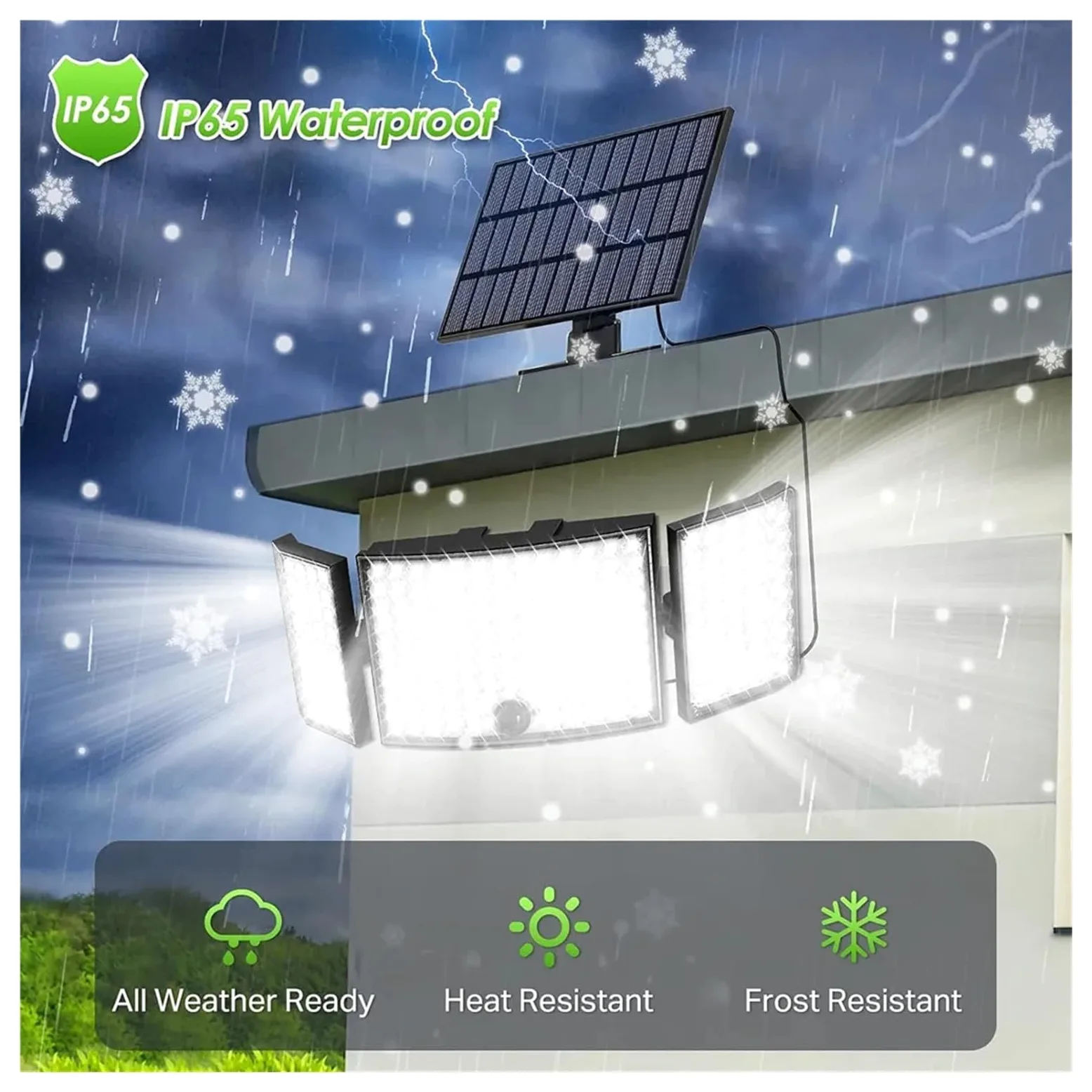 Lampa solarna zewnętrzna, 234 LED Solar Security Lights IP65 Wodoodporna lampa ścienna Split Czujnik ruchu 3 boczne oświetlenie Zewnętrzne oświetlenie przeciwpowodziowe(234 LED)
