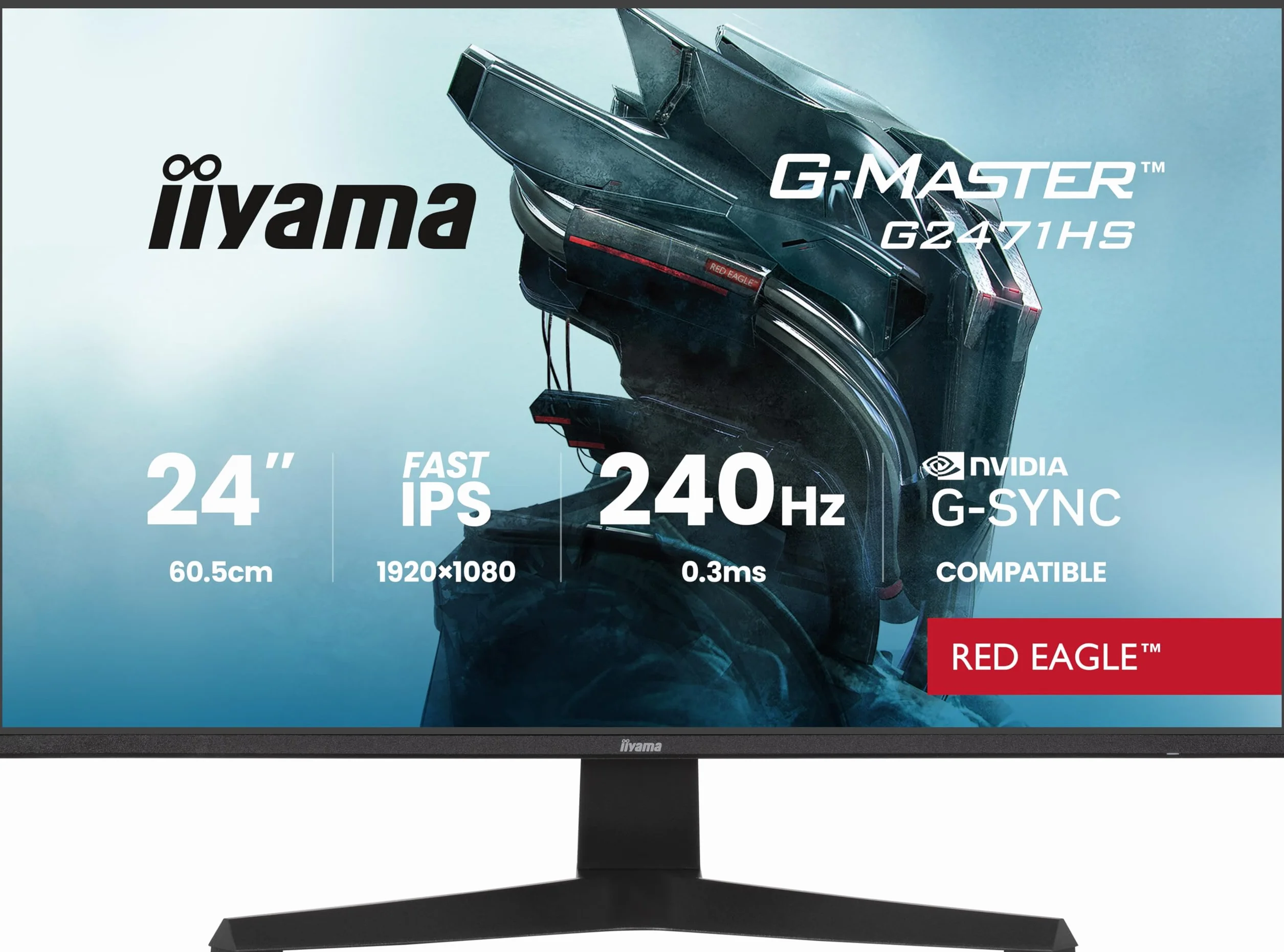 iiyama G-Master Red Eagle Fast IPS 24" 1920x1080 240Hz 0.4ms MPRT 350cd/m² Monitor G-Sync Compatible HDMI DisplayPort Czarny