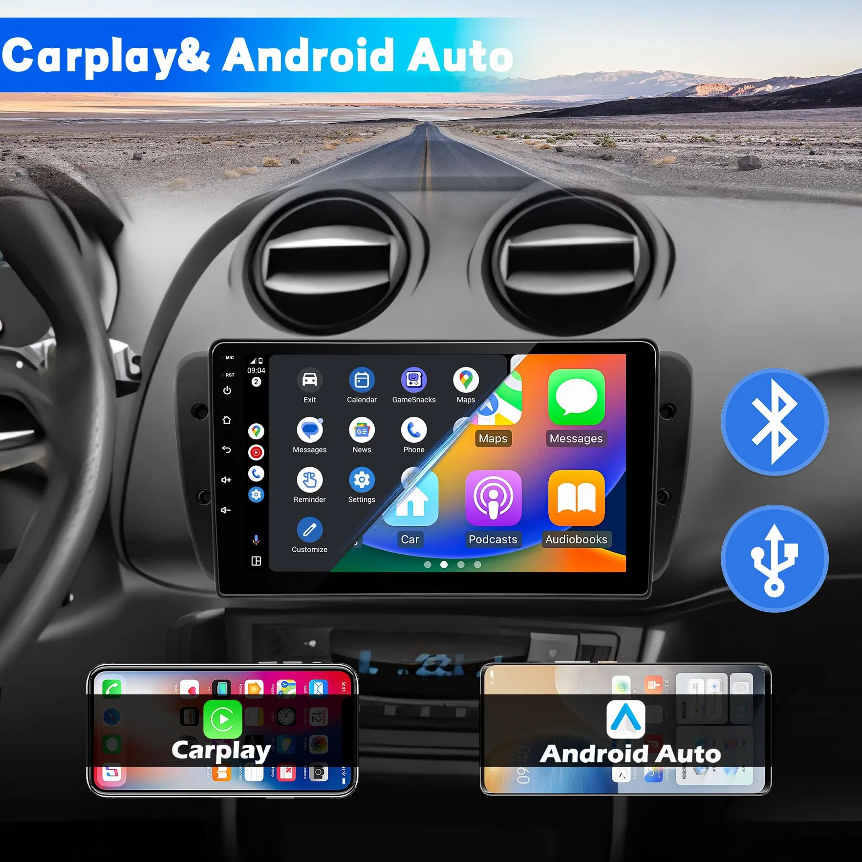 Radio Samochodowe do Seat Ibiza 6J 2009 2010 2011 2012 2013, Android 12 GPS FM 2+64G, 9-calowy Ekran Dotykowy, Obsługuje GPS Carplay Android Auto Bluetooth 5.0 WiFi Sterowanie Głosem Radio