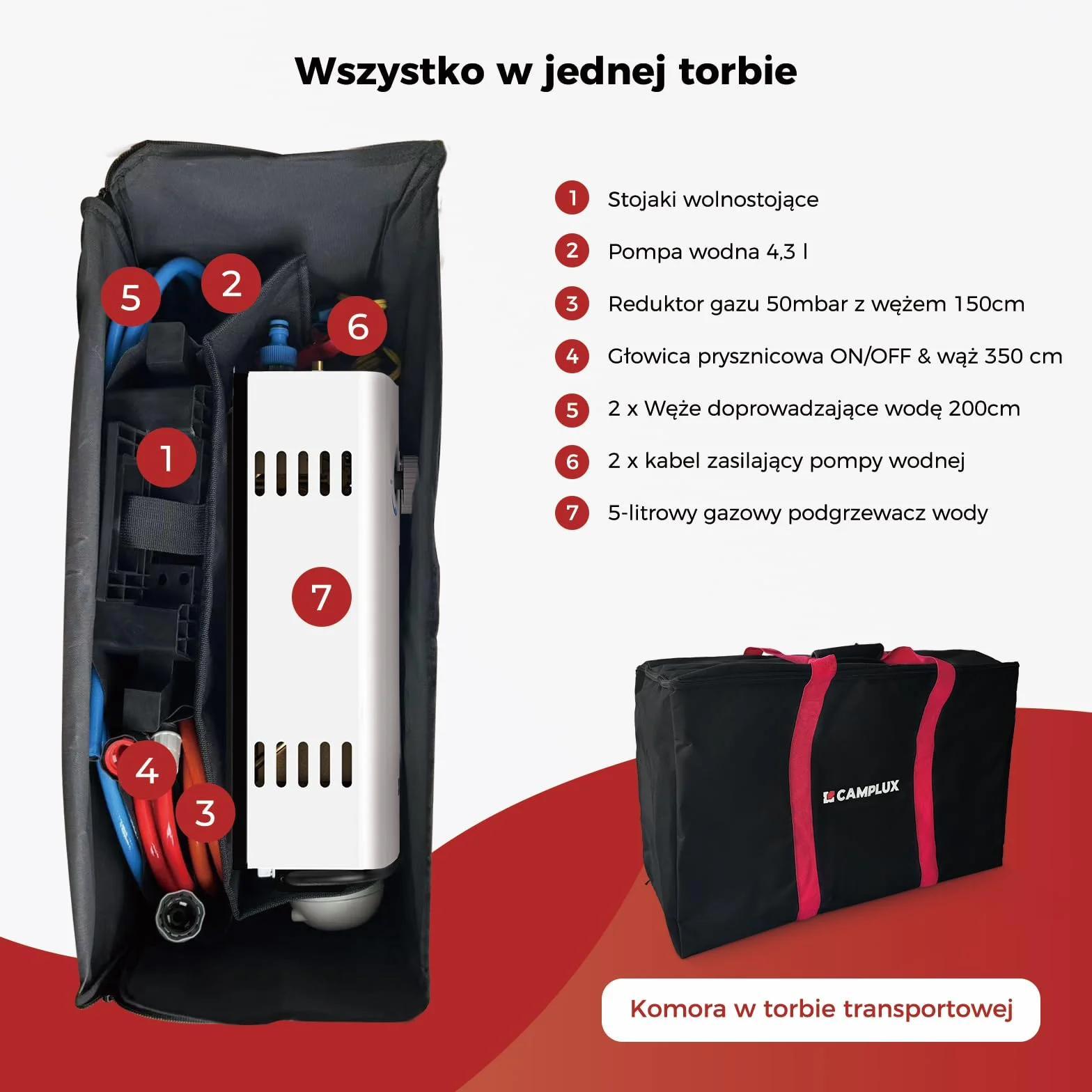 Camplux AY132Max Gazowy Przepływowy Podgrzewacz Wody z Pompą Wody i Stojakiem, 5-litrowy, 30/ 37mbar, LPG
