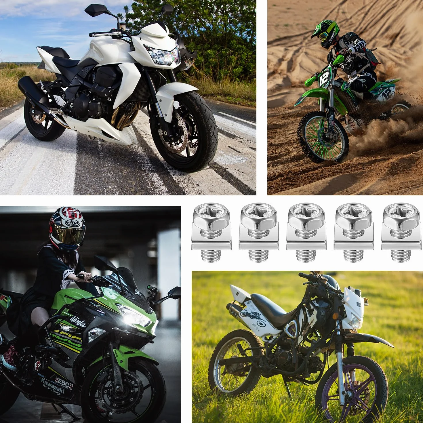 8 SZT M6 x 12 mm Śruby Nakrętki do Akumulatora Motocyklowego Skutera, Zestaw Śrub i Nakrętek do Akumulatorów Motocyklowych (8 Śrub, 8 Nakrętek Kwadratowych)