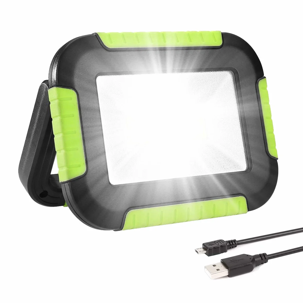 LE Akumulatorowy reflektor LED, przenośna lampa kempingowa, 10 W, 1000 lumenów, super jasny, do ponownego ładowania, możliwość ściemniania, 3 tryby świecenia w przypadku awarii zasilania, na kemping itd.