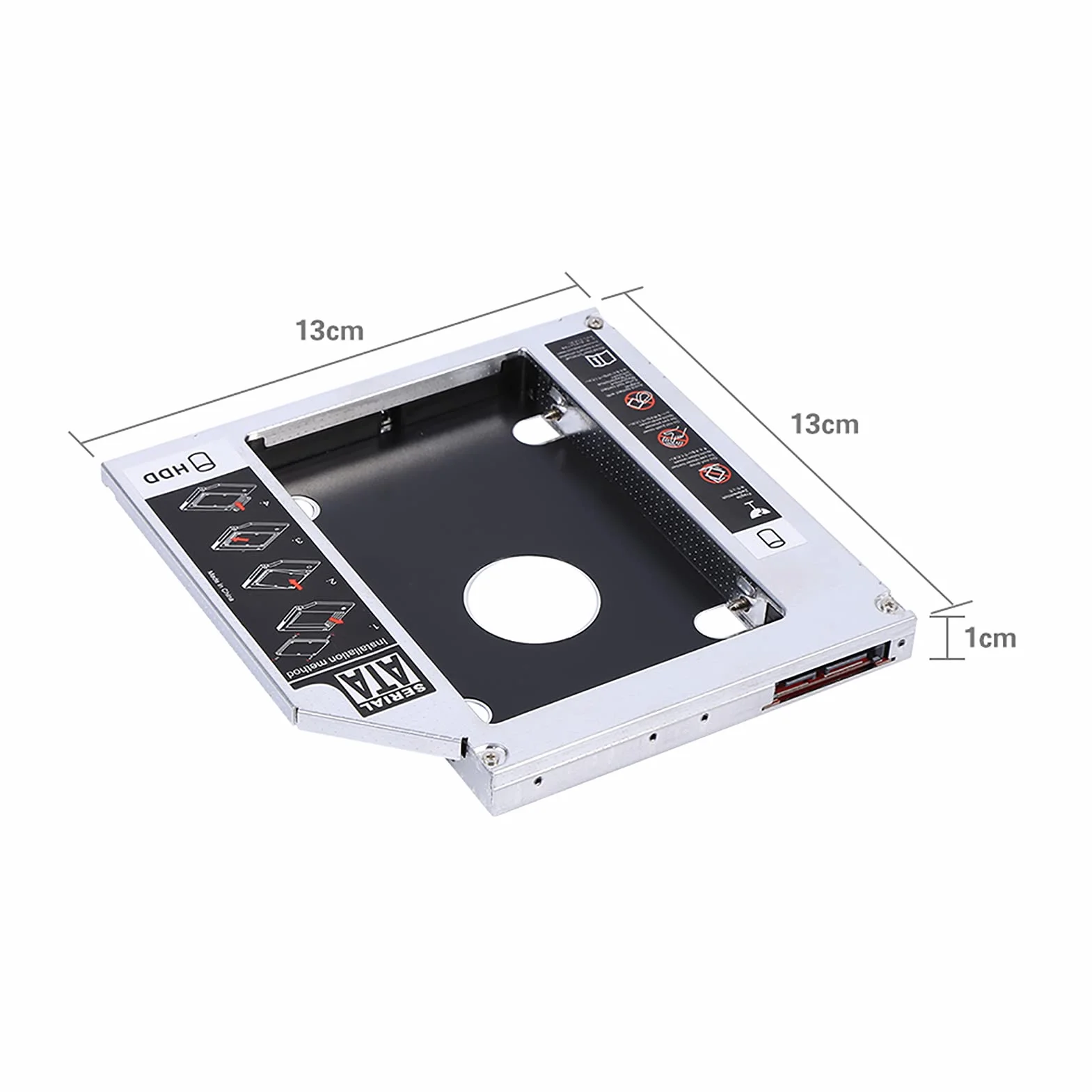 Uniwersalny 12.7mm Aluminiowy Dysk Twardy SATA do SATA 2nd SSD HDD Adapter z Tacą Obudowy do Laptopa CD/DVD-ROM Wnęka Optyczna (12.7 MM)