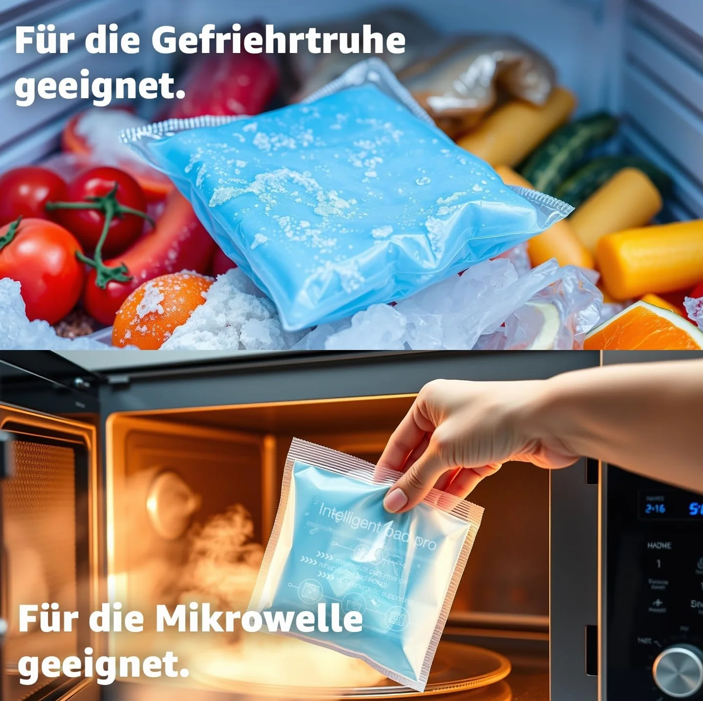 TK Gruppe Timo Kingler Zestaw Okładów Chłodzących - MADE IN GERMANY - Żelowe Wkłady Chłodzące, Mała & Duża Poduszka Grzewcza & Kompresy Chłodzące - Poduszka Chłodząca - (2x Niebieski - 29x12 cm)