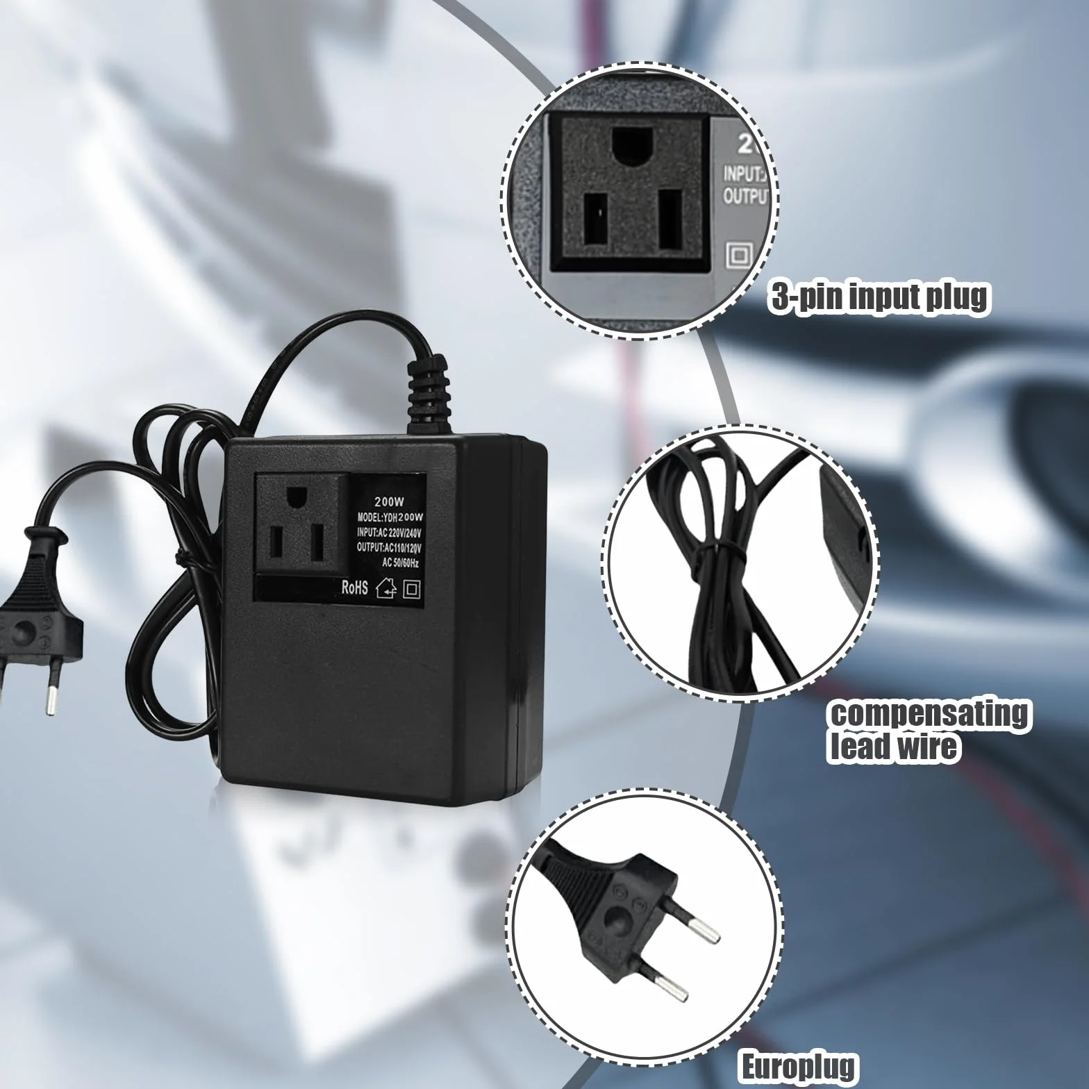 Przetwornica napięcia 220V na 110V 200W adapter sieciowy krok w dół