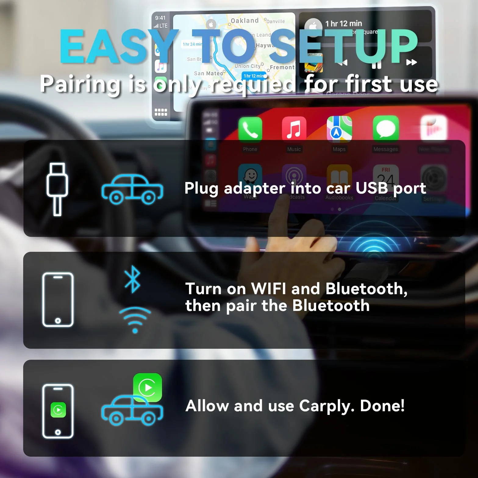 MINIX Wireless CarPlay Kompatybilny z Apple iOS 10+ Slim Edition Stabilne połączenie do konwersji Fabrycznie podłączone przewodowo na bezprzewodowy klucz CarPlay Brak opóźnień z iOS 10+ na USB C