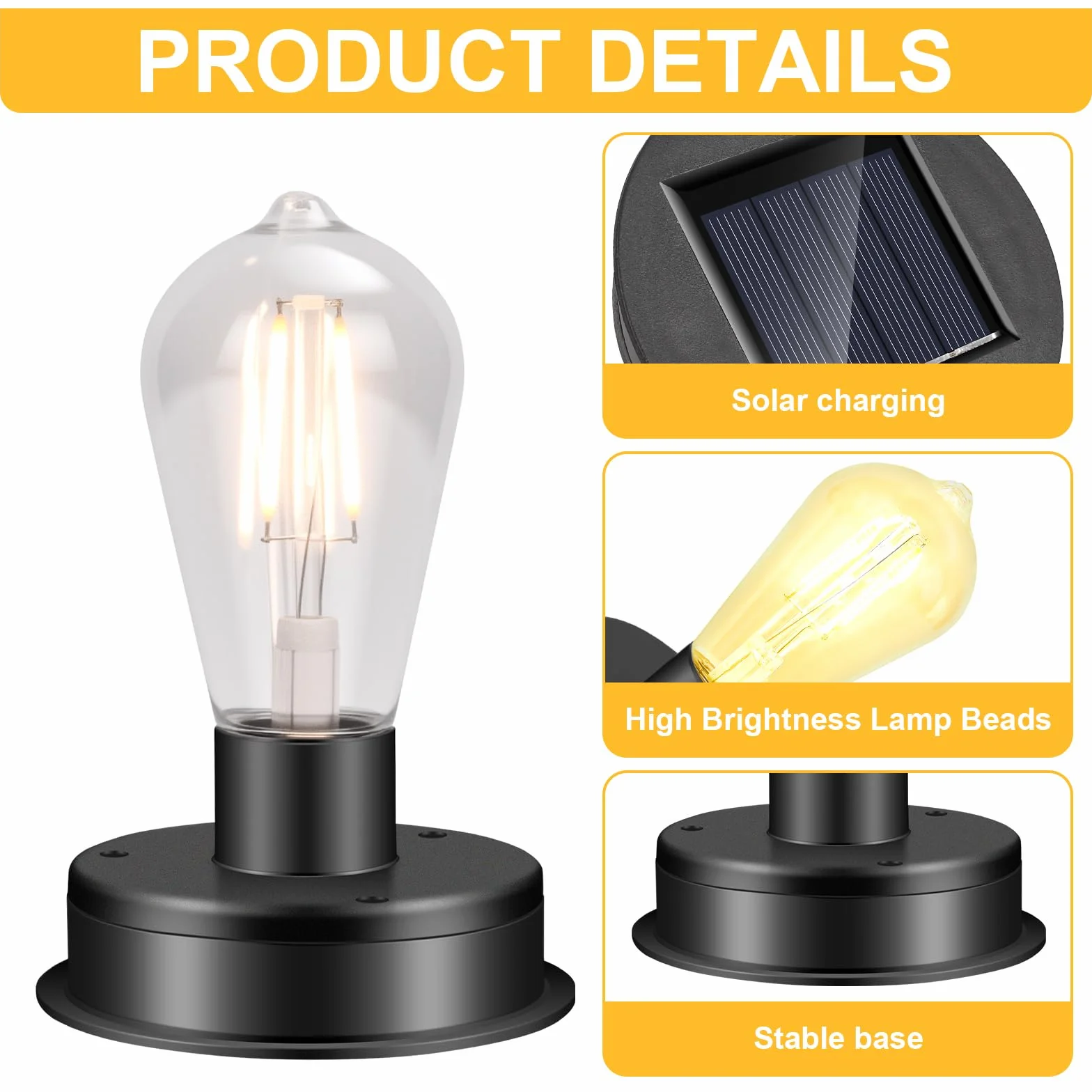 Diealles Shine żarówka solarna, 2 sztuki, zapasowe pokrywki 8 cm, wodoszczelne lampy solarne, części zamienne do dekoracji zewnętrznej, moduł solarny do lampy ogrodowej