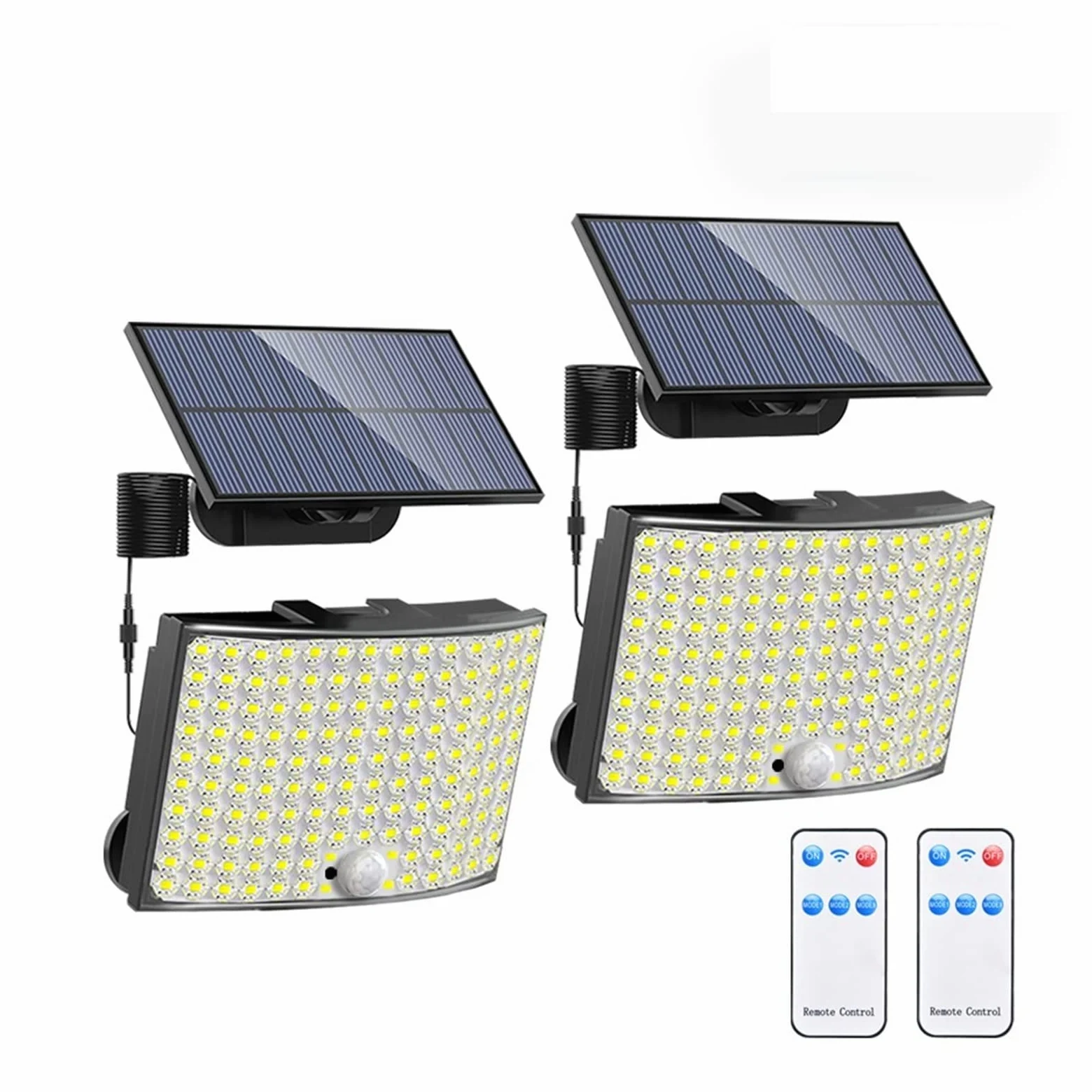 Zewnętrzna lampa solarna, 106 LED Solar Street Lights 328 Reflektory LED IP65 Wodoodporny czujnik ruchu Indukcja ludzka Światła bezpieczeństwa powodzi słonecznej 3 tryby(128LED-2PCS)