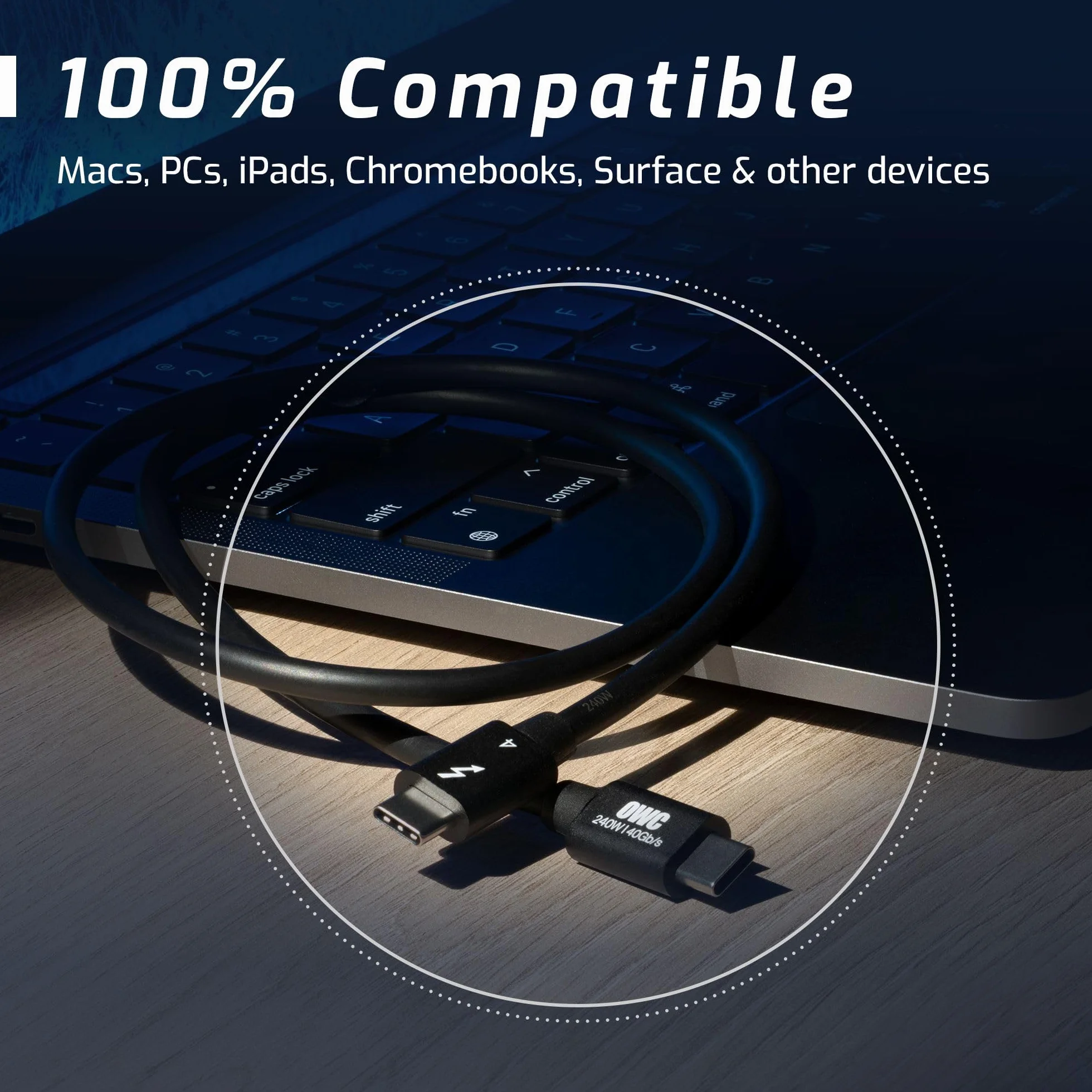 Owc Thunderbolt 4 OWCCBLTB4C1.0M Kabel Usb, Czarny, 100cm