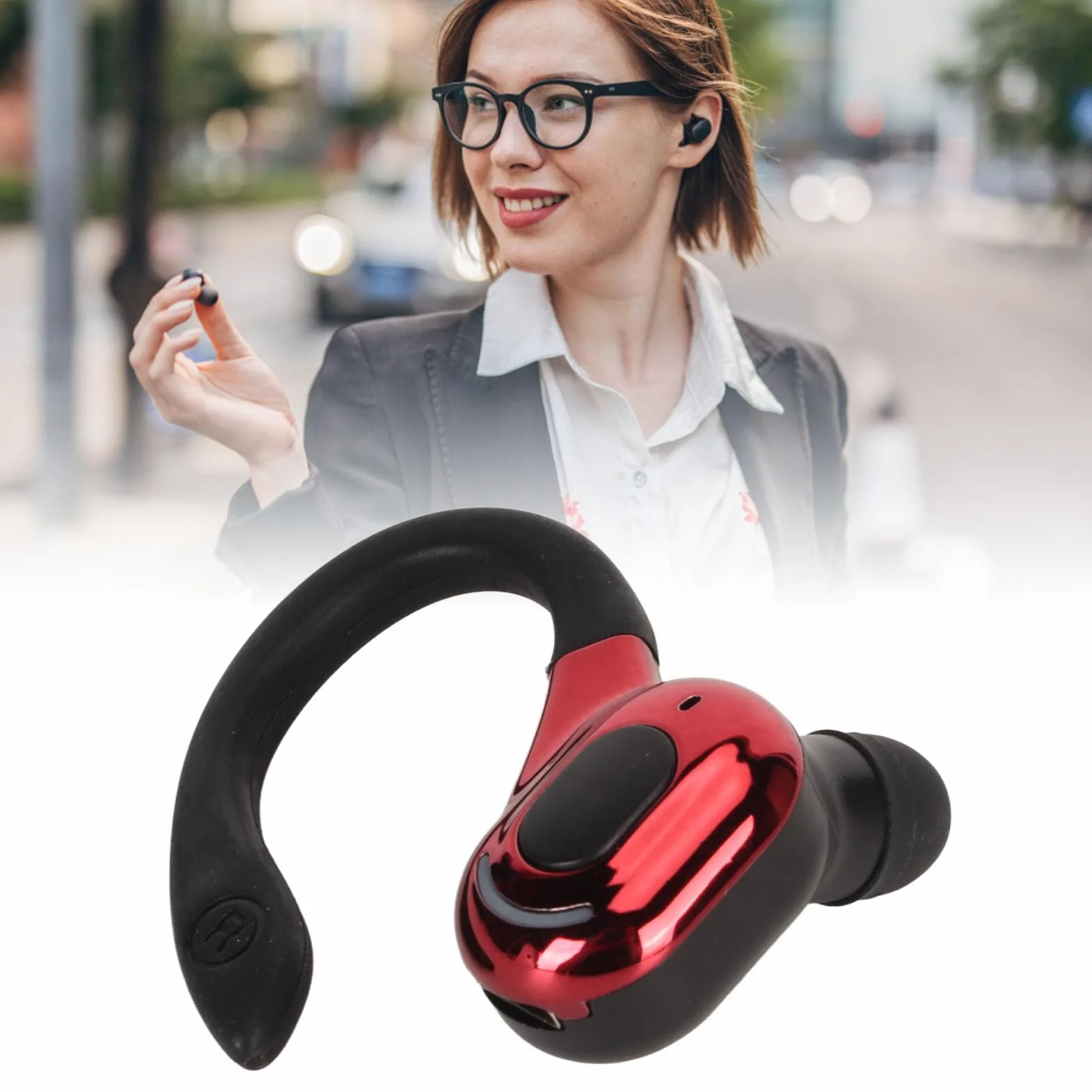 Bezprzewodowa Słuchawka Bluetooth, Wodoodporne Słuchawki Bluetooth 5.2 IPX4, Słuchawki Bluetooth z redukcją Szumów połączeń HD (Czarny i czerwony)