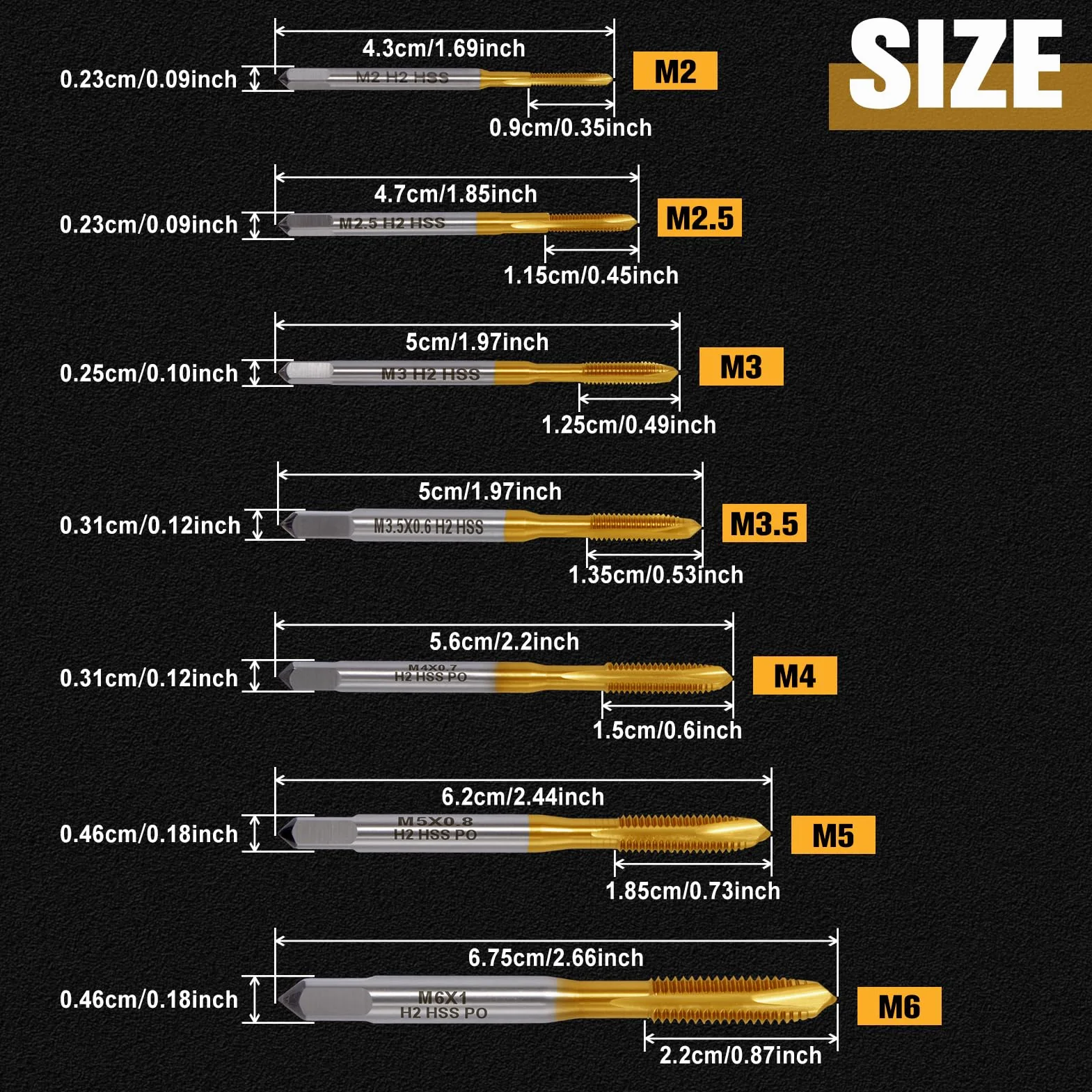 SPEEDWOX 7 sztuk mikrogwintów bity mini maszyna wkrętarka zestaw gwintów metrycznych śruby wkręcane wkręty wkręcane M2 M2.5 M3 M3.5 M4 M5 M6 małe narzędzie stalowe do gwintowania proste gwinty z