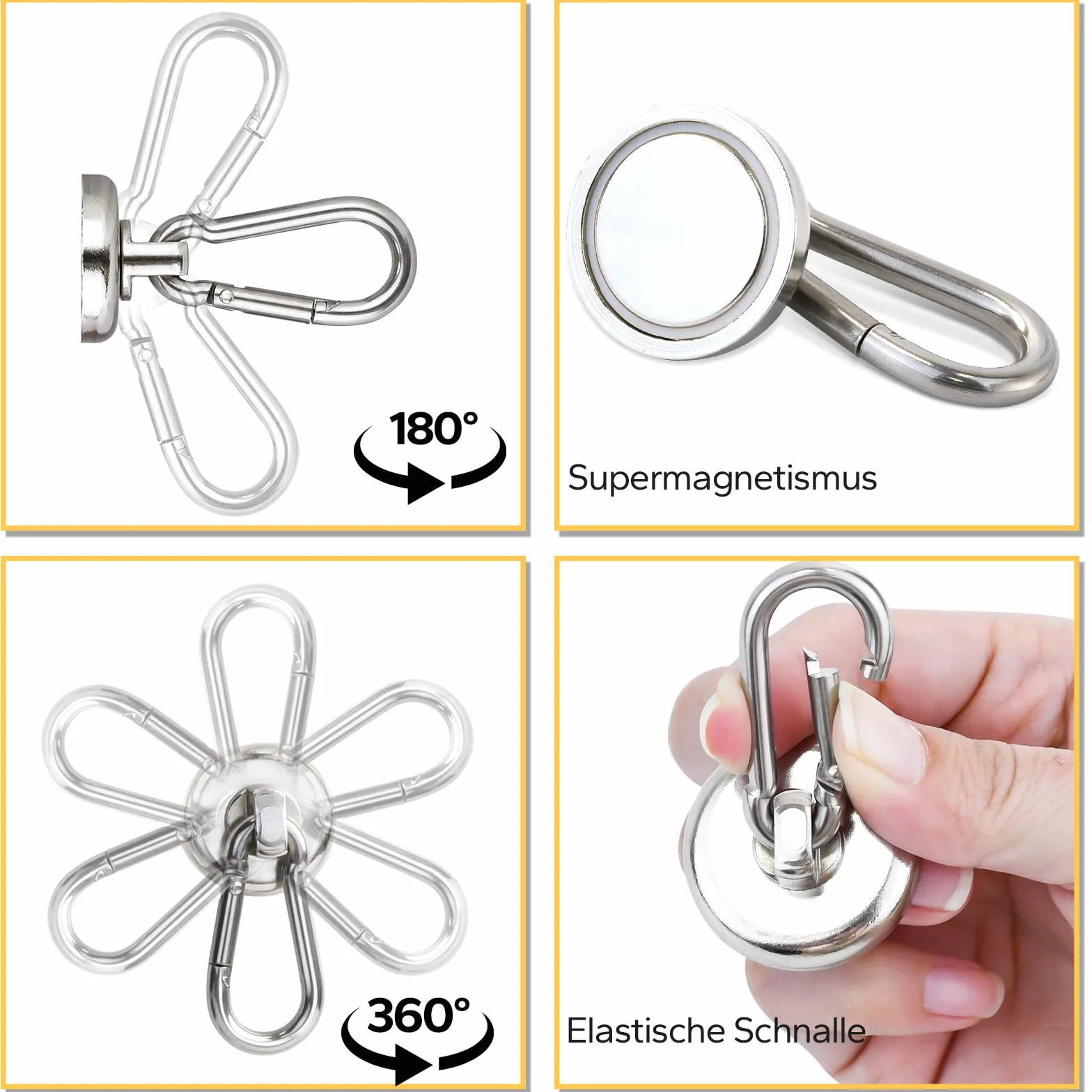 MIN CI 4 haczyki magnetyczne, bardzo mocne, 25 mm, magnesy neodymowe o sile ciągnącej 22 kg, haczyki magnetyczne z oczkiem, do kuchni, łazienki, szafek