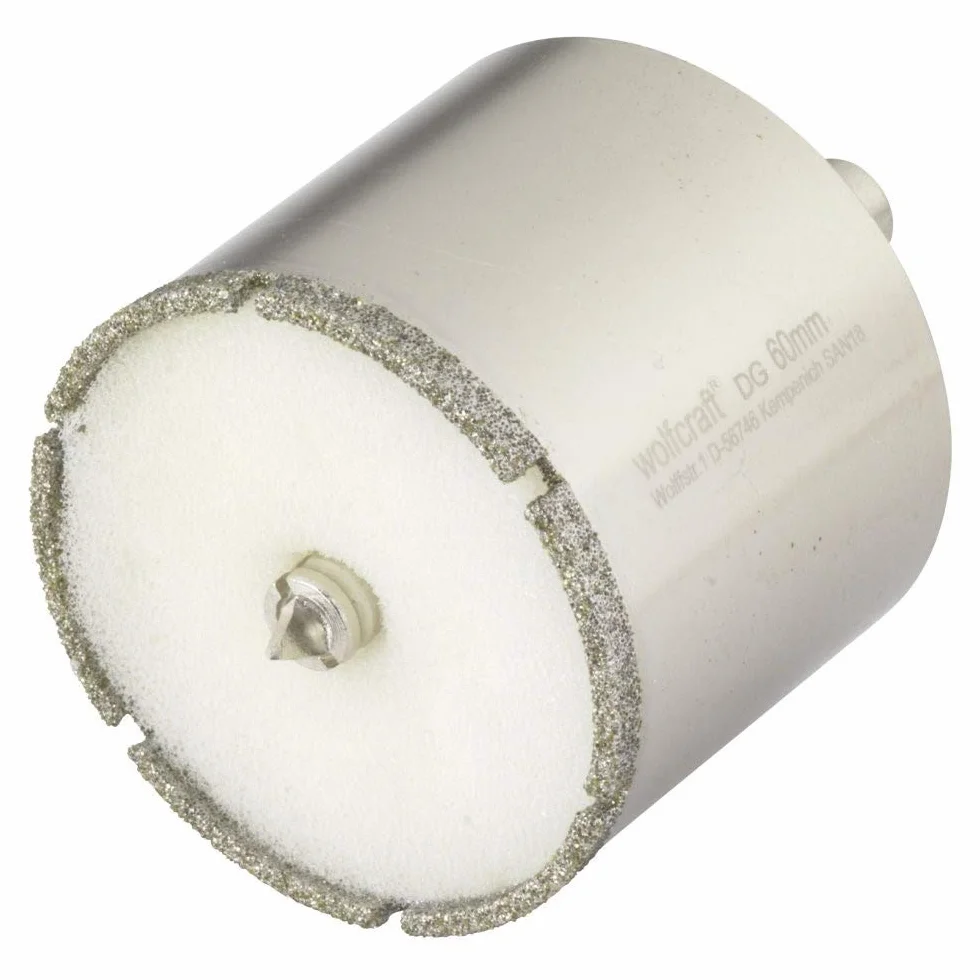 wolfcraft Ceramic diamentowa piła otwornica 5940000 – koronka wiertnicza z wiertłem centrującym do wkrętarki akumulatorowej – wieniec wiertniczy do płytek i gresu porcelanowego – średnica 60 mm