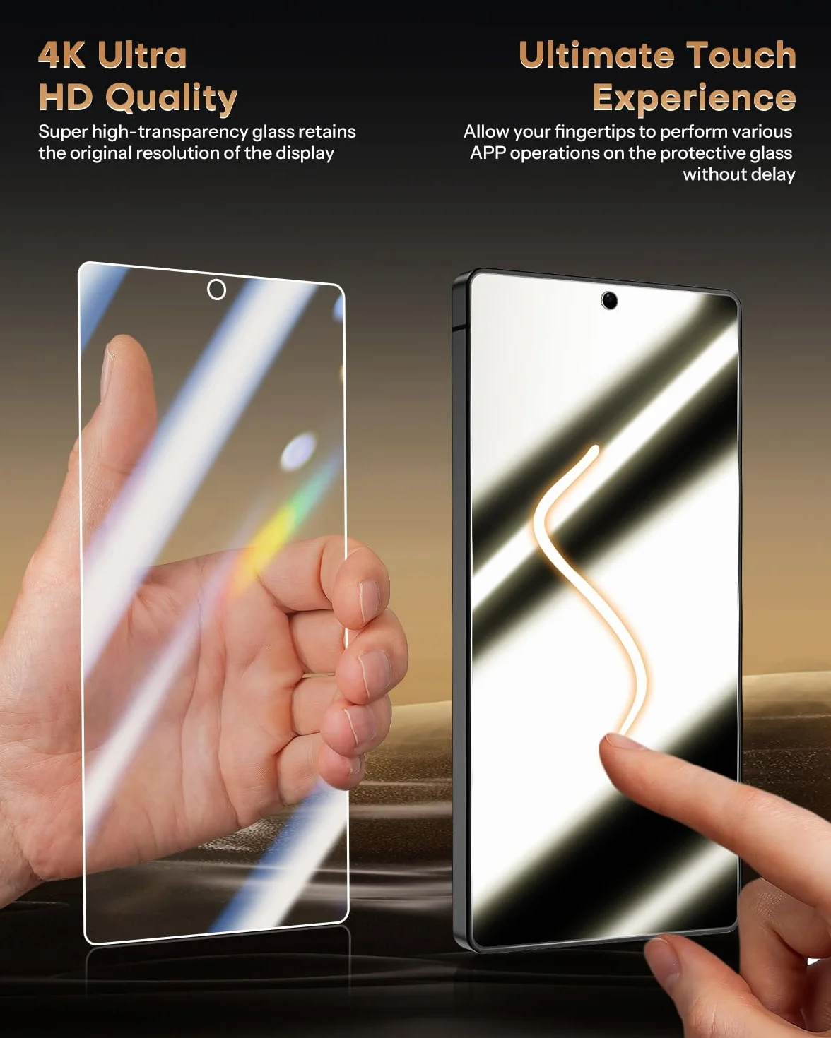 OMOTON szkło hartowane do Samsung Galaxy S25 Ultra, 3 folie + 2 osłony obiektywu, odblokowanie linii papilarnych