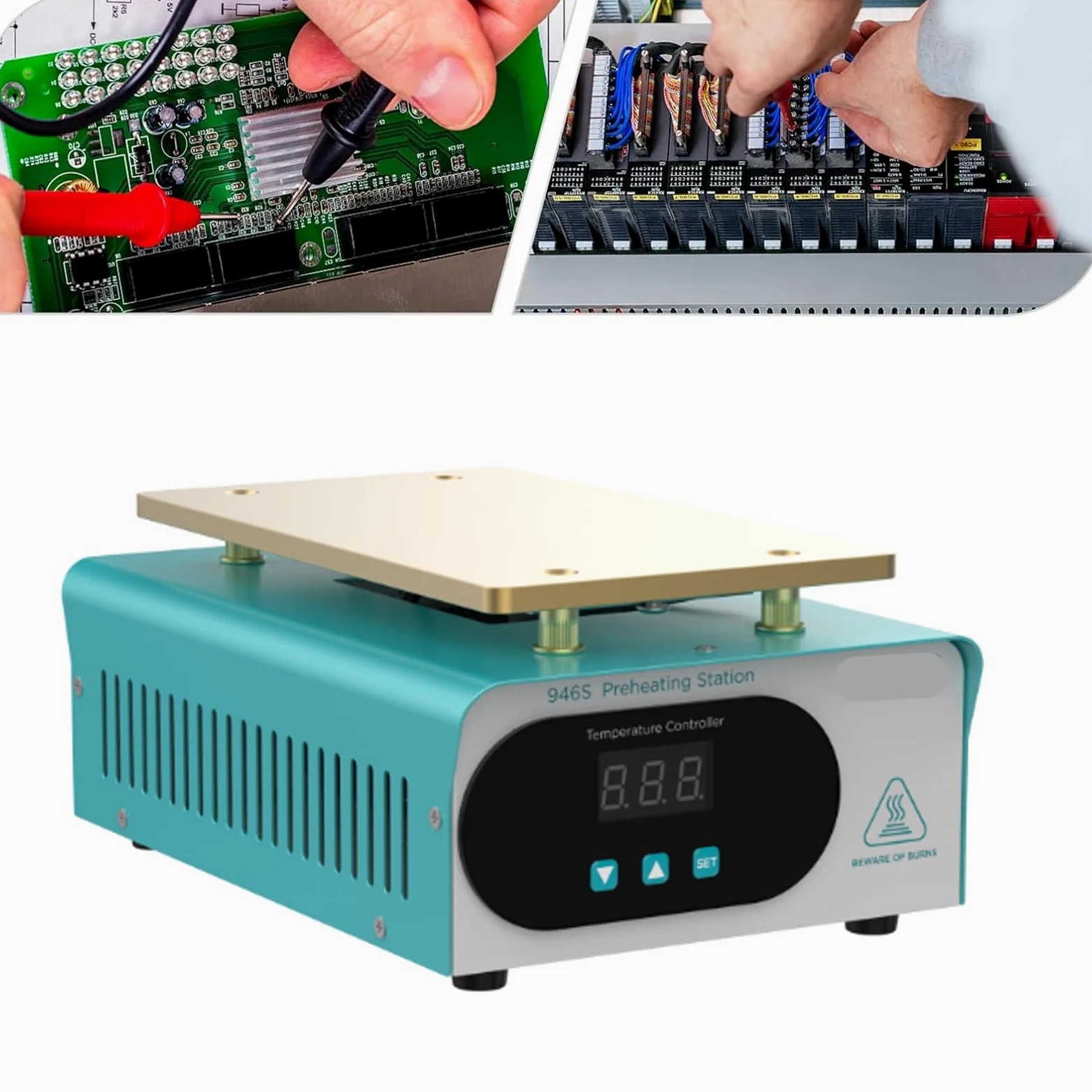Podgrzewacz cyfrowy płyta grzewcza, stół grzewczy 600 W z cyfrowym wyświetlaczem, płyta aluminiowa 190 * 110 mm/temperatura 50-130℃, do separacji ekranu