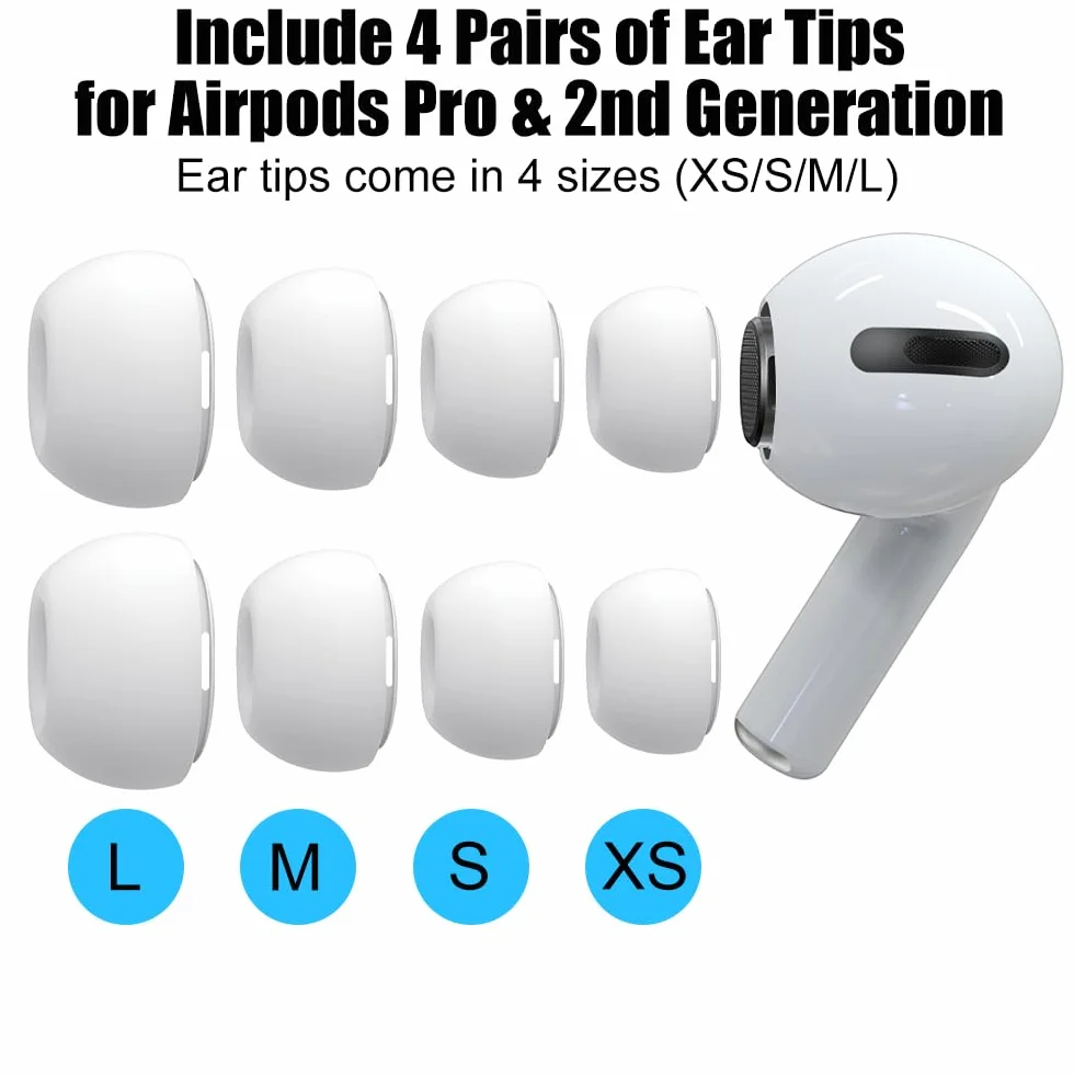 HiFan Silikonowe Końcówki Douszne z Otworem do Airpods Pro i 2. Generacji, Zestaw Czyszczący 5 w 1
