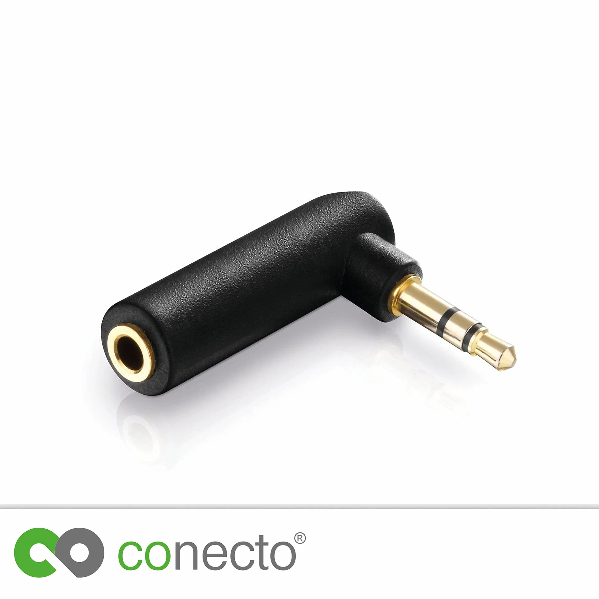 Adapter jack 3,5 mm 90° pozłacany 4-pinowy wtyk czarny