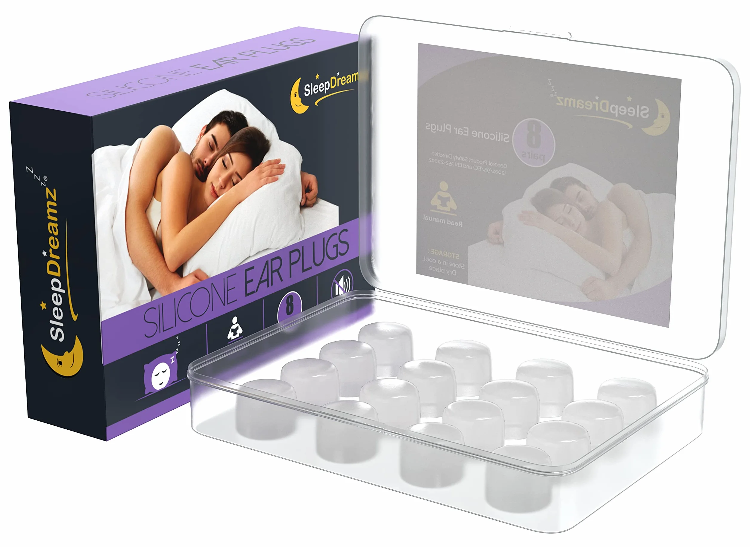Zatyczki do uszu Premium do spania – 8 par, białe – miękkie silikonowe zatyczki do uszu z redukcją szumów zapewniające spokojny i nieprzerwany sen od SleepDreamz