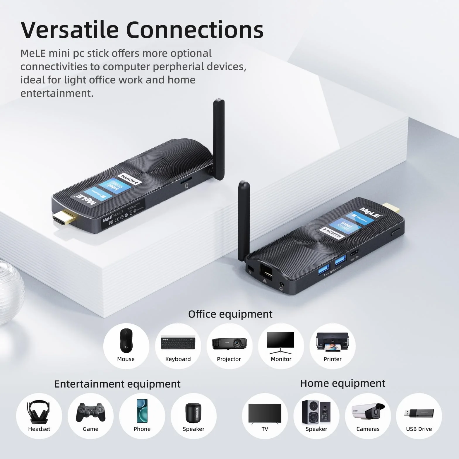 MeLE PCG02 Bezwentylatorowy Mini PC Stick J4125 8GB 128GB HDMI Gigabit Ethernet