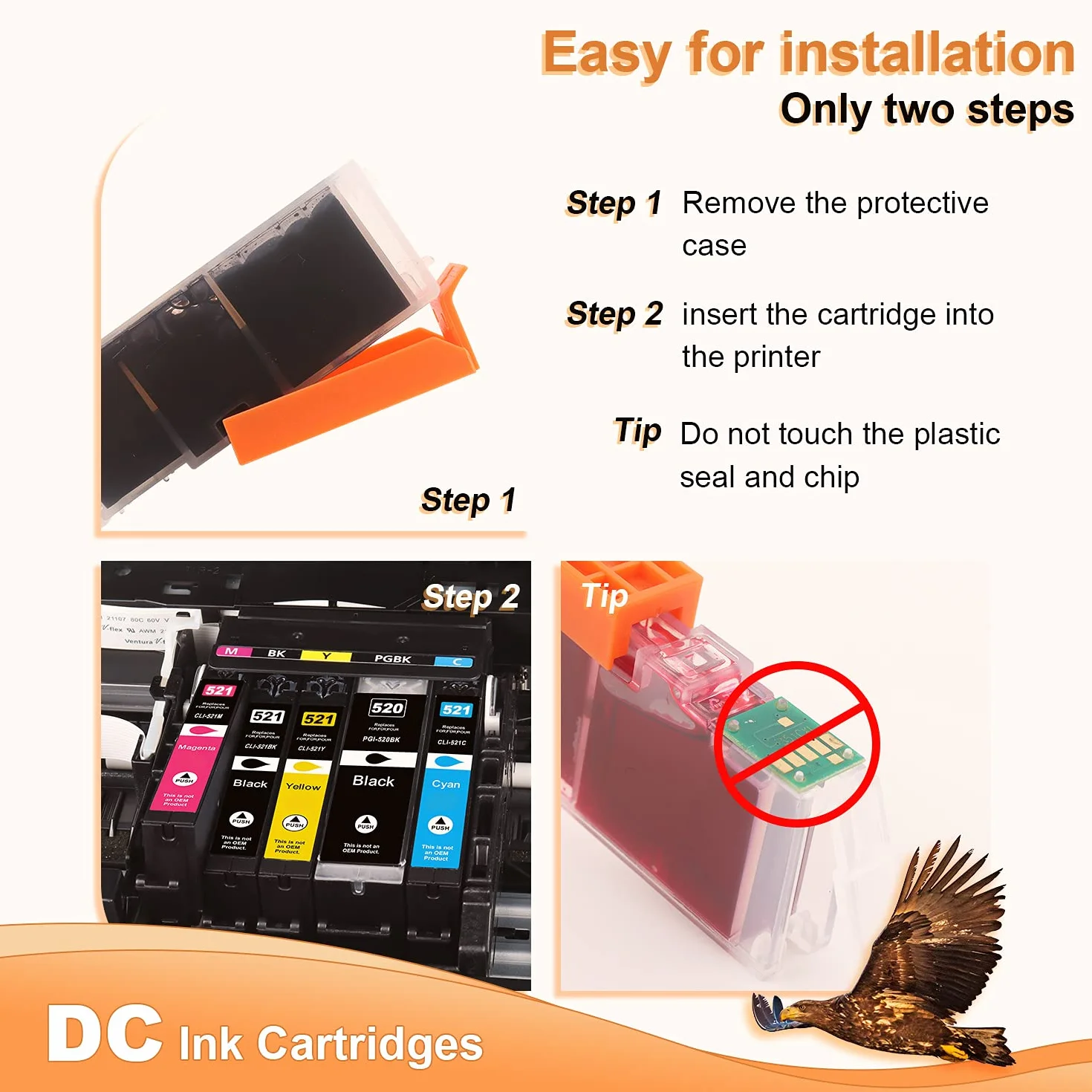 D&C 10x wkłady atramentowe kompatybilne z Canon PGI-520 CLI-521 dla Canon Pixma IP3600 IP4600 IP4600X IP4700 MP540 MP550 MP560 MP620 MP630 MP640 MP640R MP980 MP990 Seria MX860 MX870