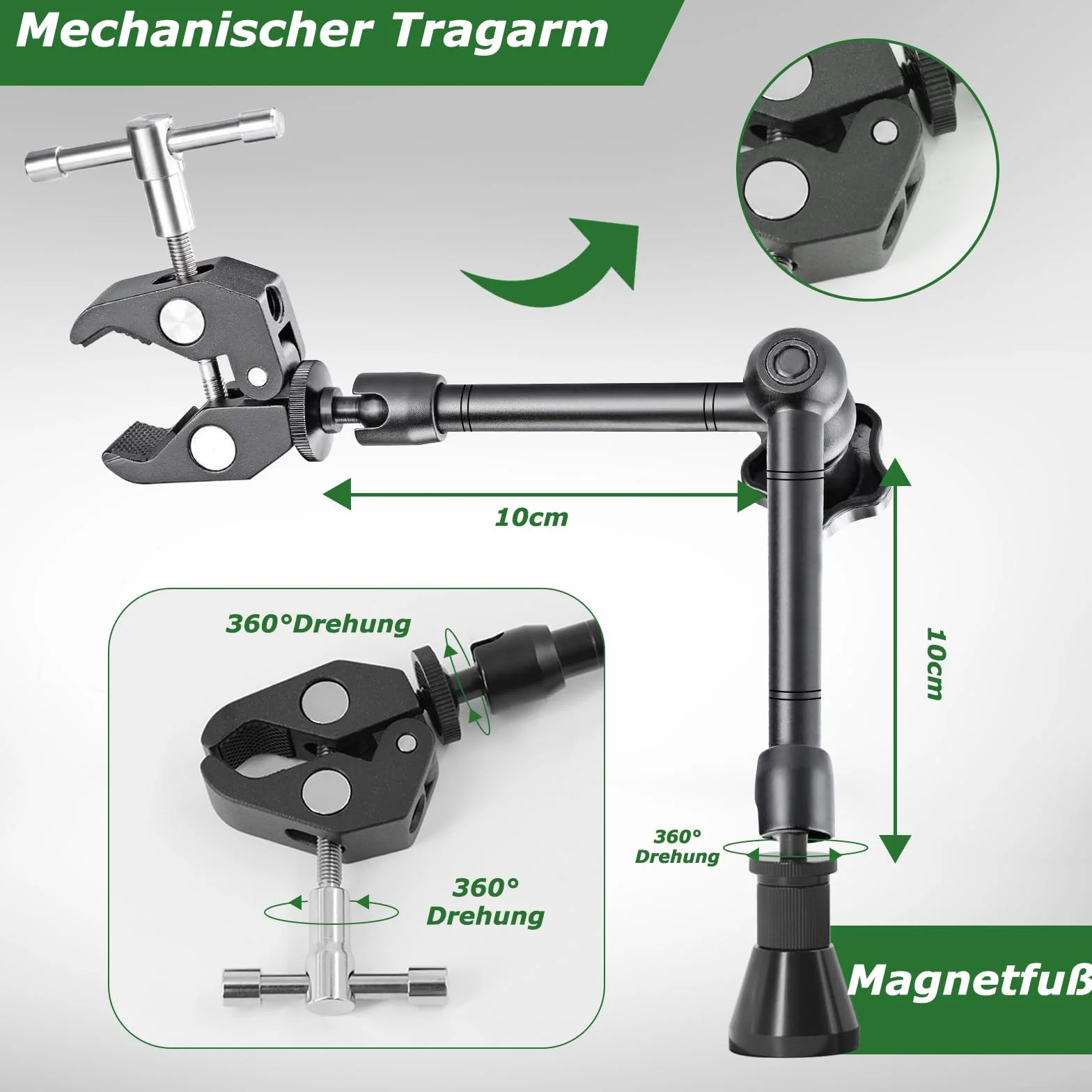 Stacja lutownicza z trzecią ręką, magnetyczna pomoc do lutowania, 10 x lupa, 4 kolumny PCB, 4 elastyczne ramiona i 1 mechaniczny uchwyt, pomoc lutownicza