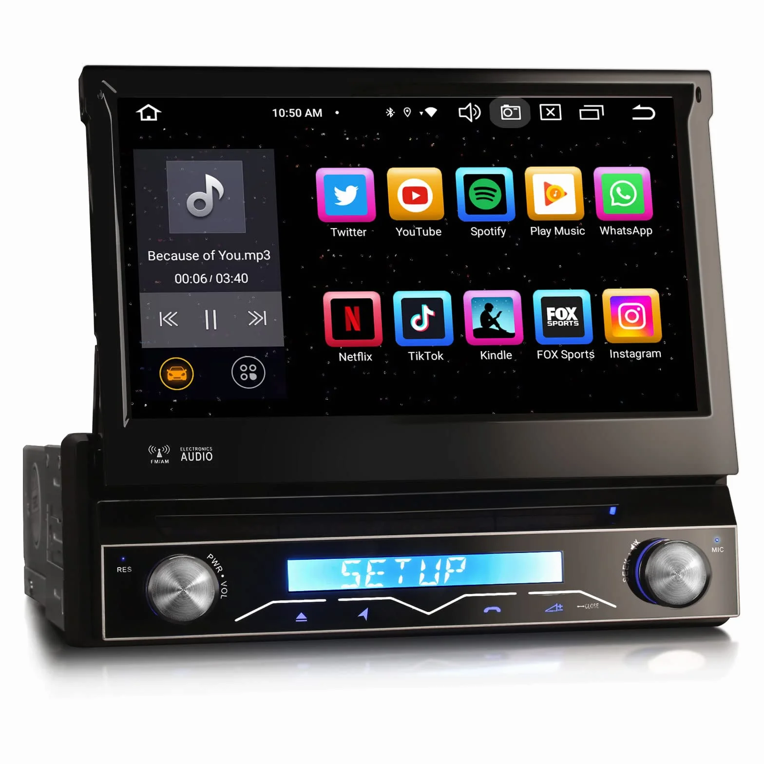 Android 14 Radio samochodowe GPS 1 Din DVR Bezprzewodowy CarPlay Android Auto WiFi DSP RDS 4G Bluetooth 5.0 ekran dotykowy 8 rdzeni 4GB+64GB