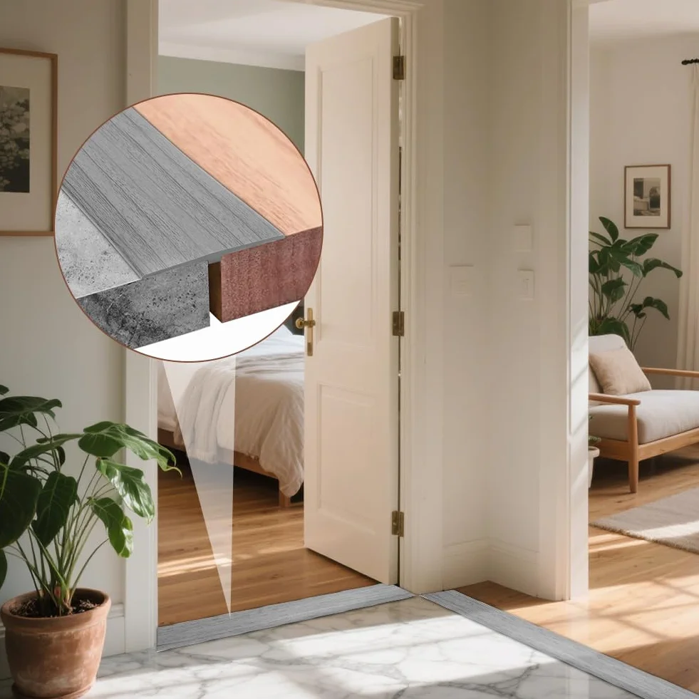 RANJIMA Profil przejściowy, samoprzylepny, profil T, listwa przejściowa, samoprzylepna, 3 m x 5 cm, listwa przejściowa wyrównująca wysokość, listwa maskująca do progów drzwi i podłóg łączących płytki