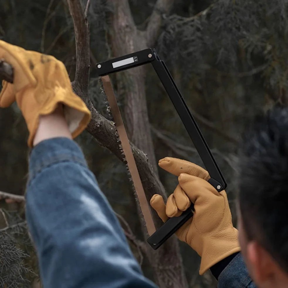 Składana piła łukowa 33 cm, wielofunkcyjna prostokątna piła ręczna do użytku na zewnątrz, kemping, survival, obróbka drewna
