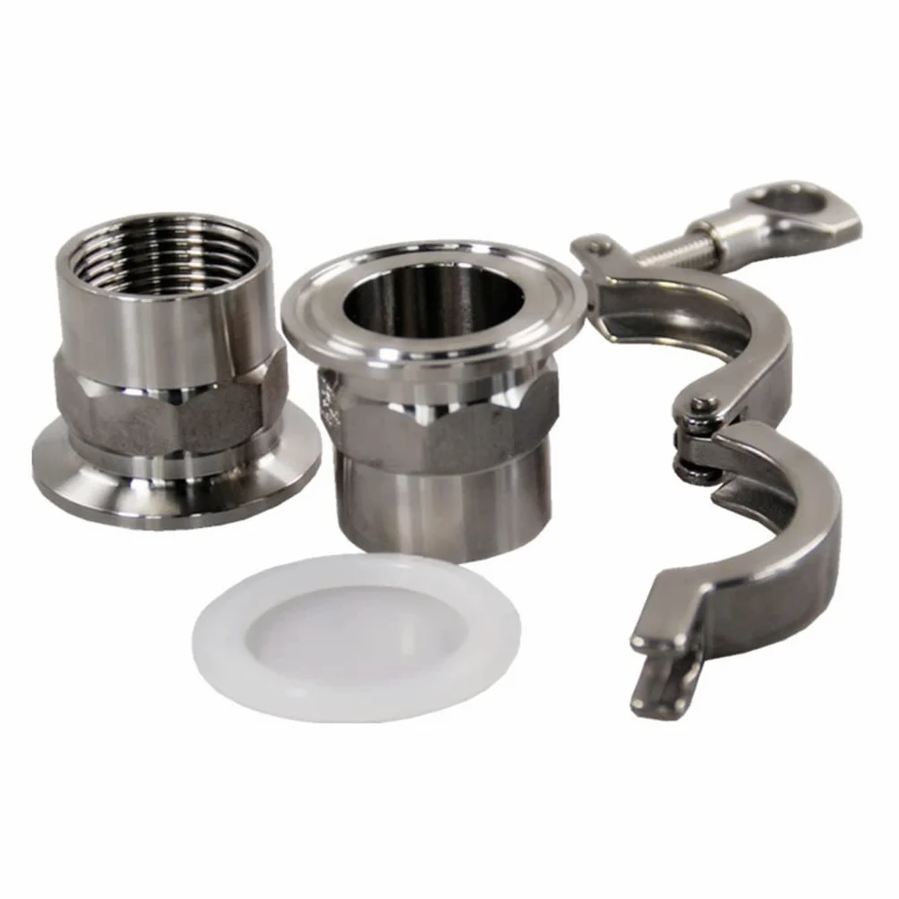 Adapter tulejki gwintowanej ze stali nierdzewnej 304 z potrójnym zaciskiem i uszczelką silikonową — złącze rurowe sanitarne(MIP DN50 clamp77.5)