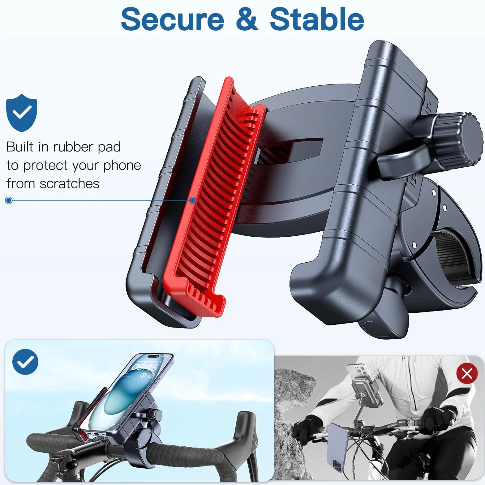 Uchwyt rowerowy na telefon obracany 360° zacisk kierownicy do motocykla, skutera, roweru