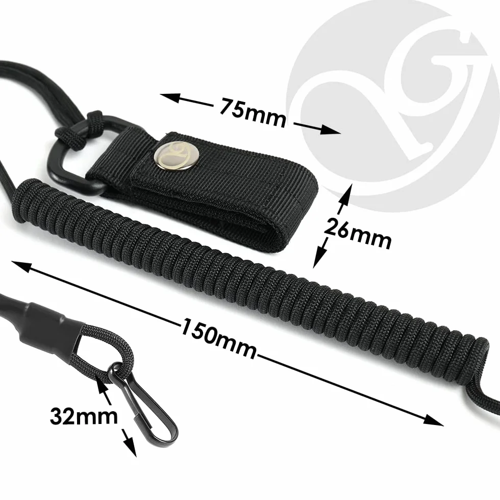 Ganzoo elastyczny kabel spiralny do kluczy i narzędzi, smycz z oplotem paracord, zabezpieczenie sprzętu przed zgubieniem, mocowanie na zatrzask i rzep, uchwyt RSG, karabińczyk, neonowy żółty