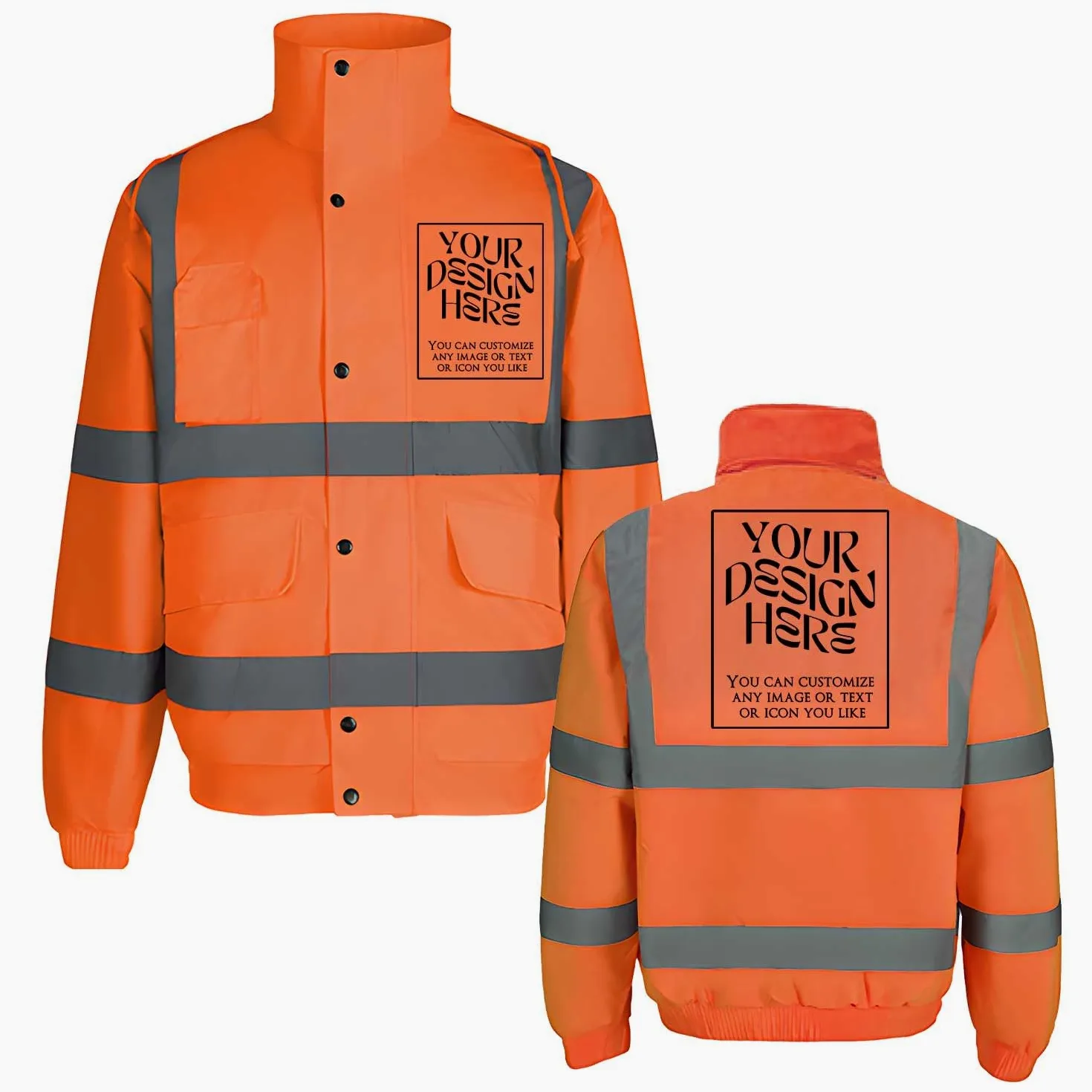 Niestandardowe logo Hi Vis Viz kurtka bomberka o wysokiej widoczności odzież robocza bezpieczeństwo bezpieczeństwo z kapturem wyściełane wodoodporne płaszcze odzież robocza top