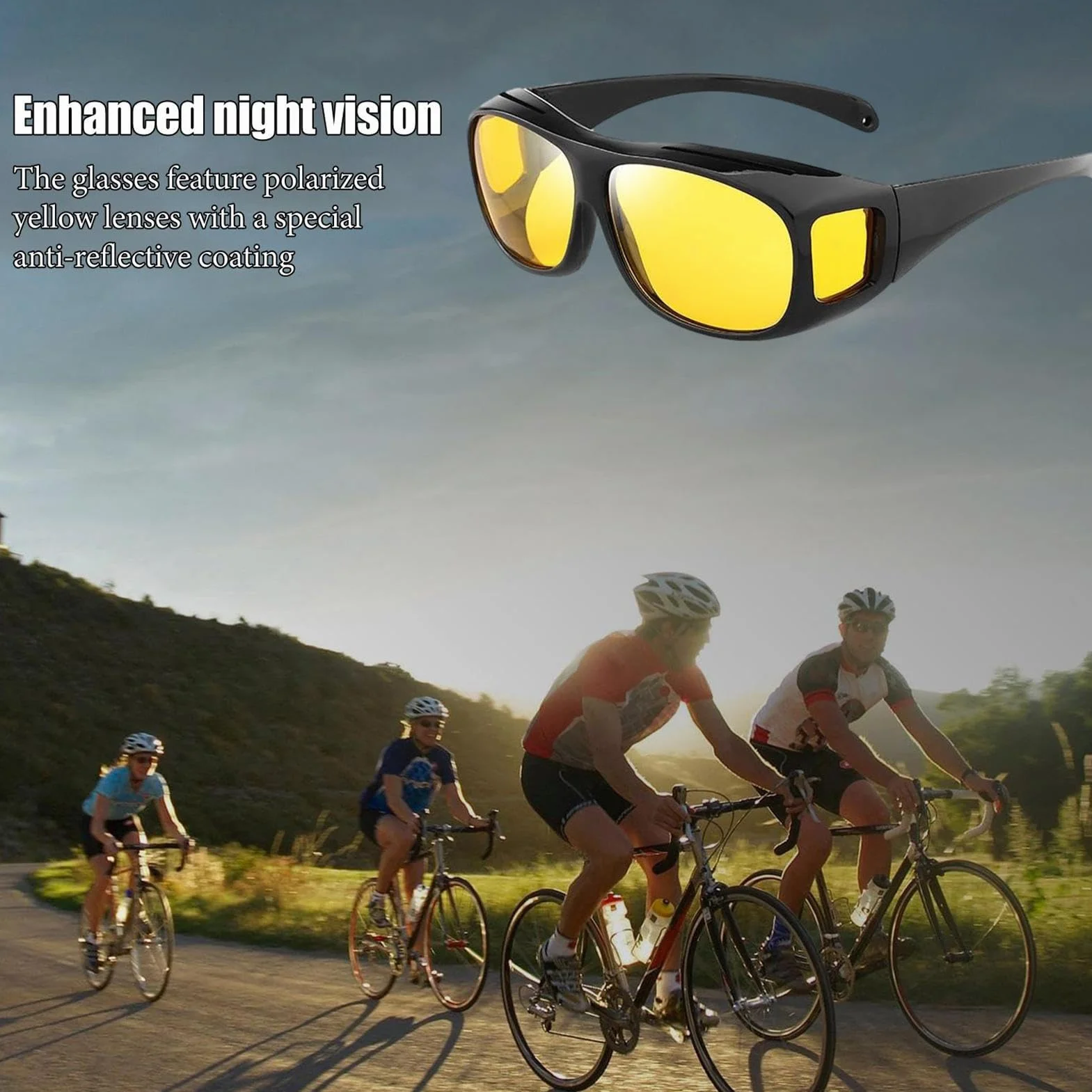 Okulary nocne do jazdy, ergonomiczne dopasowanie, wiatroszczelne, antyrefleksyjne okulary do jazdy nocą, dla mężczyzn i kobiet, osób starszych, piasek, deszcz, mgła, zmierzch, spacery, jazda na
