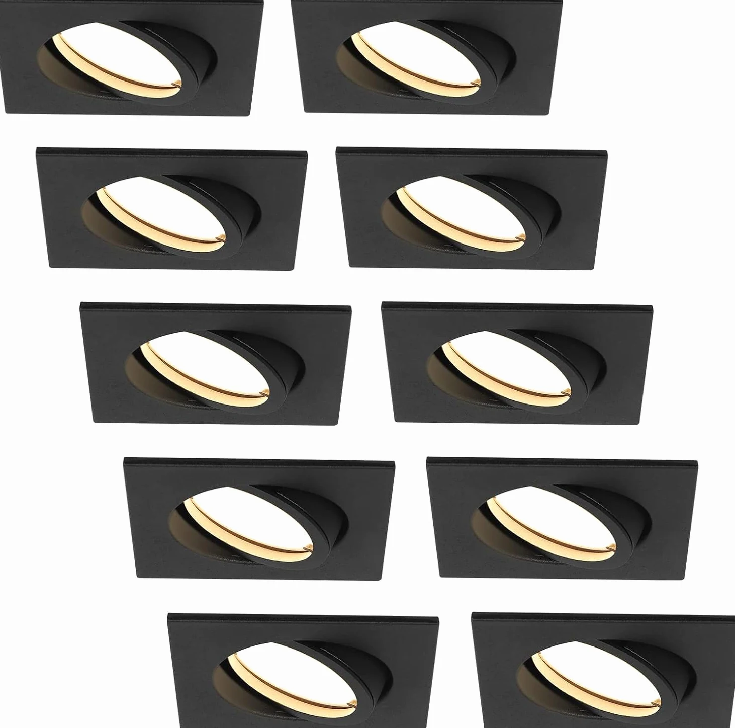 HCFEI Reflektor LED do zabudowy ultra płaski | 425 lumenów | 230 V 5 W | możliwość ściemniania | obudowa prostokątna | wychylny | czarny (10 - neutralna biel)