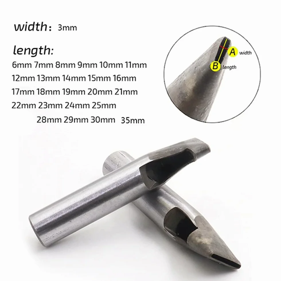 1 szt.Szerokość 3mm skórzany owalny kształt dziurkacz owalny kąt rozstawienie paska narzędzia do dziurkowania DIY Craft skórzany dziurkacz narzędzie do wiercenia otworów, 13mm X 3mm