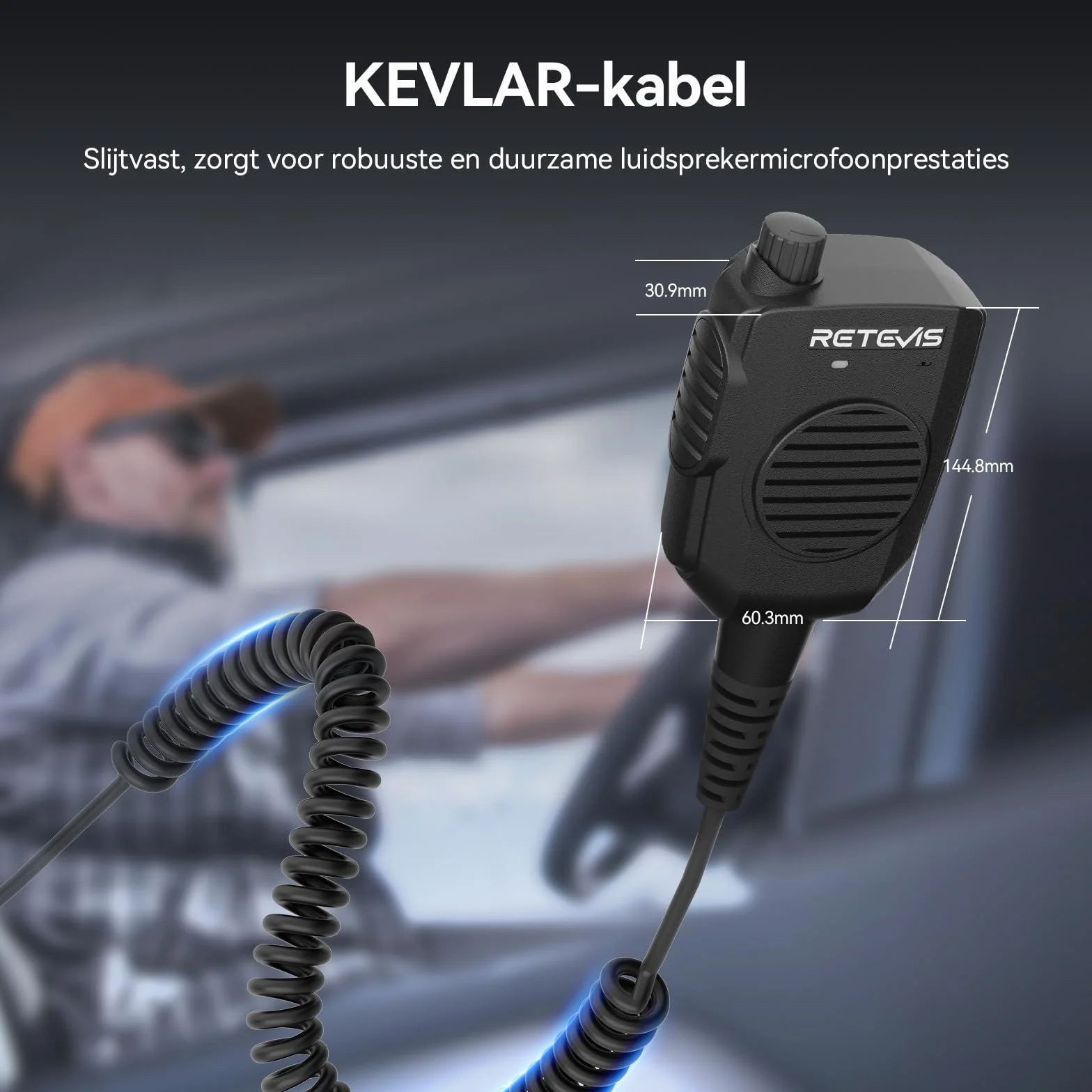 Retevis HM005 Dwukierunkowy Głośnik Radiowy Mic,Radiowy Mic z Redukcją Szumu AI,Dwukierunkowy Mikrofon Radiowy MIC Kompatybilny z Retevis HD1 RT29 NR630S RT648 NR30 RT87(1 Sztuki)