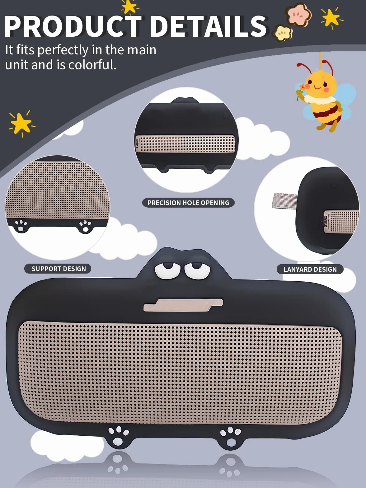 Silikonowe etui do głośnika Bluetooth Bose SoundLink Flex (2. generacji), antypoślizgowe, odporne na wstrząsy i stylowe, czarne